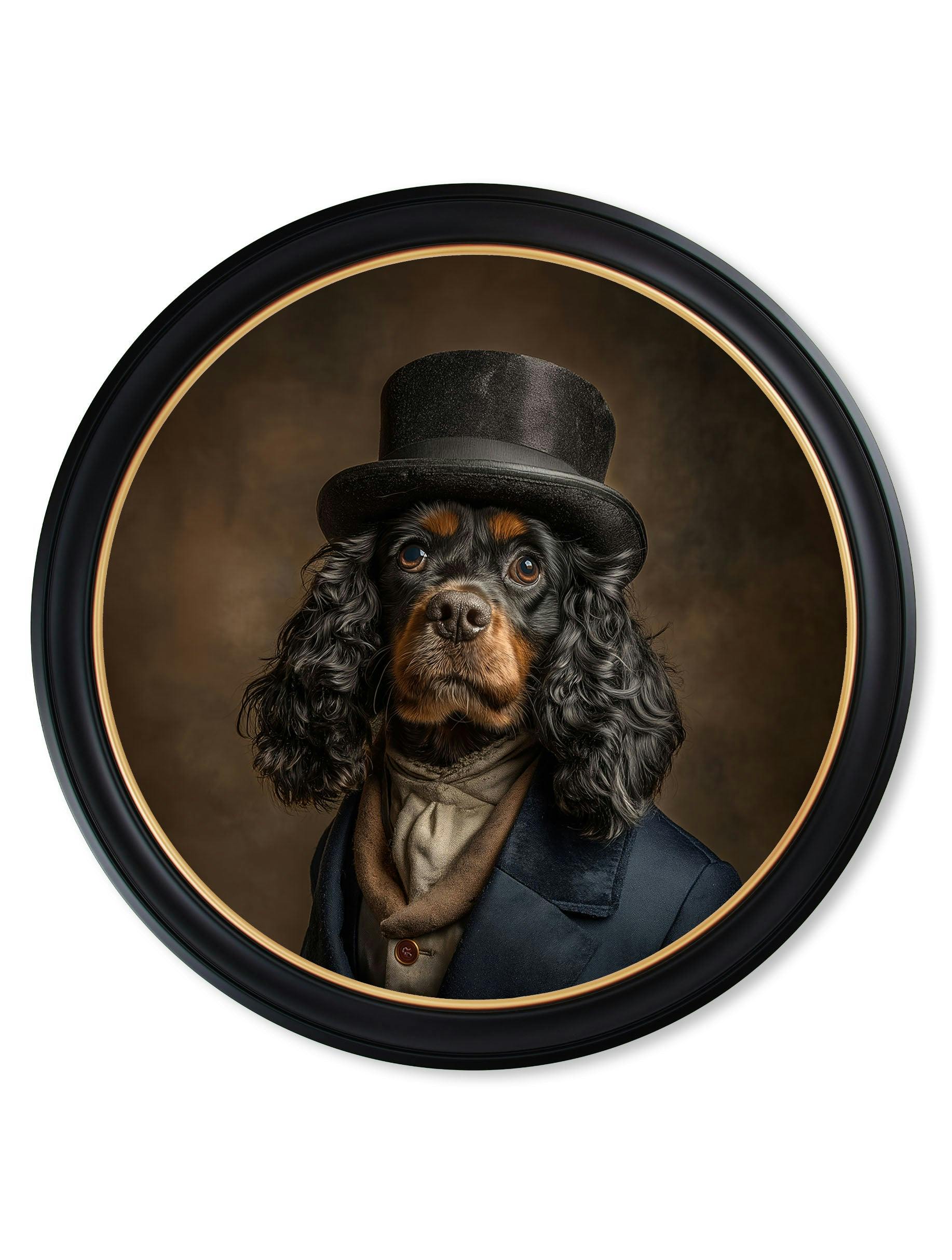 Rackhams Brown/Blue/Beige Lord Longears - Gentleman Cocker Spaniel Oxford Round Frame - 96 X 96Cm
