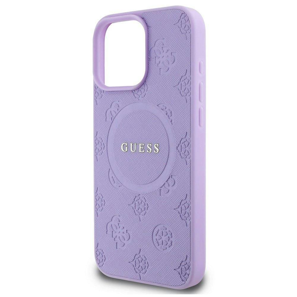 Guess Purple Saffiano Peony Classic Logo Case With Magsafe For Iphone 16 Pro Max 6.9" - Guhmp16xpsapsmeu