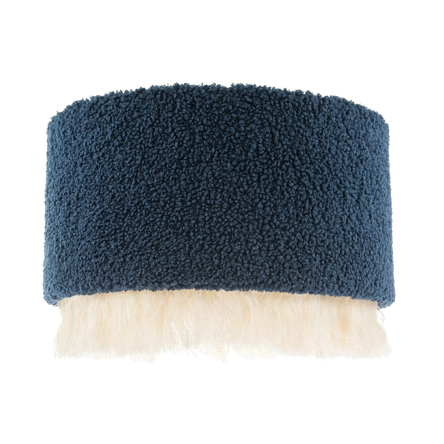Happy Homewares Blue/Ivory/White Midnight Wool Lamp Shade With Hanging Fabric Tassels