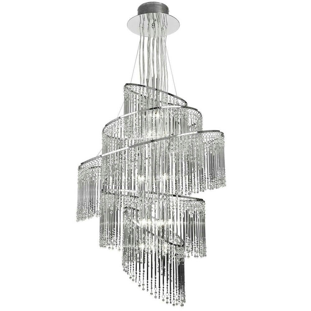 Rackhams Light Ceiling Chandelier Pendant Glass & Chrome 24X Bulb Feature Lamp Holder Size 1