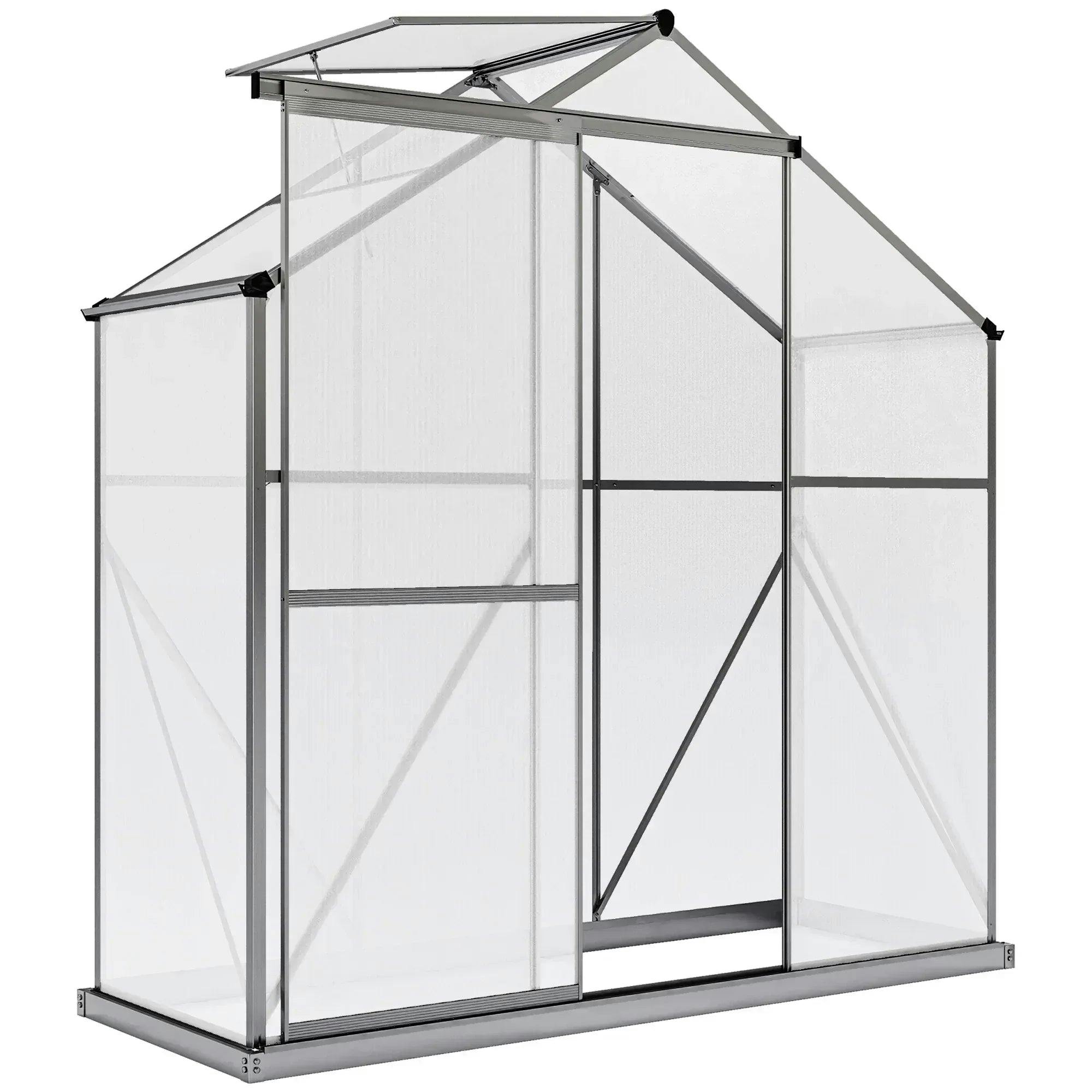 Outsunny Aluminium Polycarbonate Greenhouse - 6 x 2.5ft - Dark Grey - Image 7