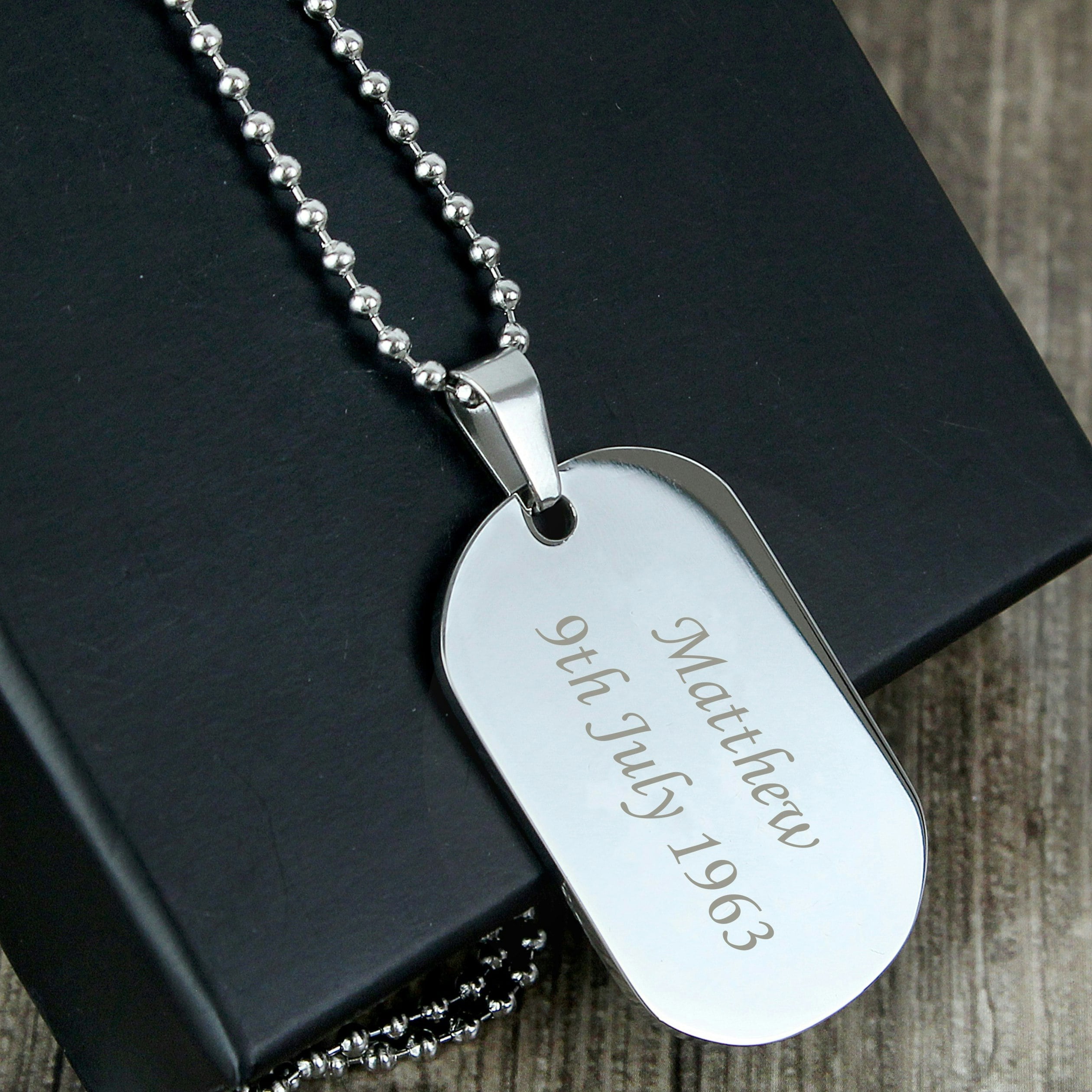 Personalised Memento Company Men's Personalised Meto Company Personalised Stainless Steel Dog Tag Necklace