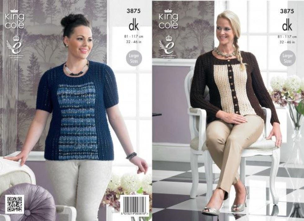 King Cole Women's Merino Knitting Pattern 3875, Cardigans, Sweaters For 32 - 46 Inches - Advanced