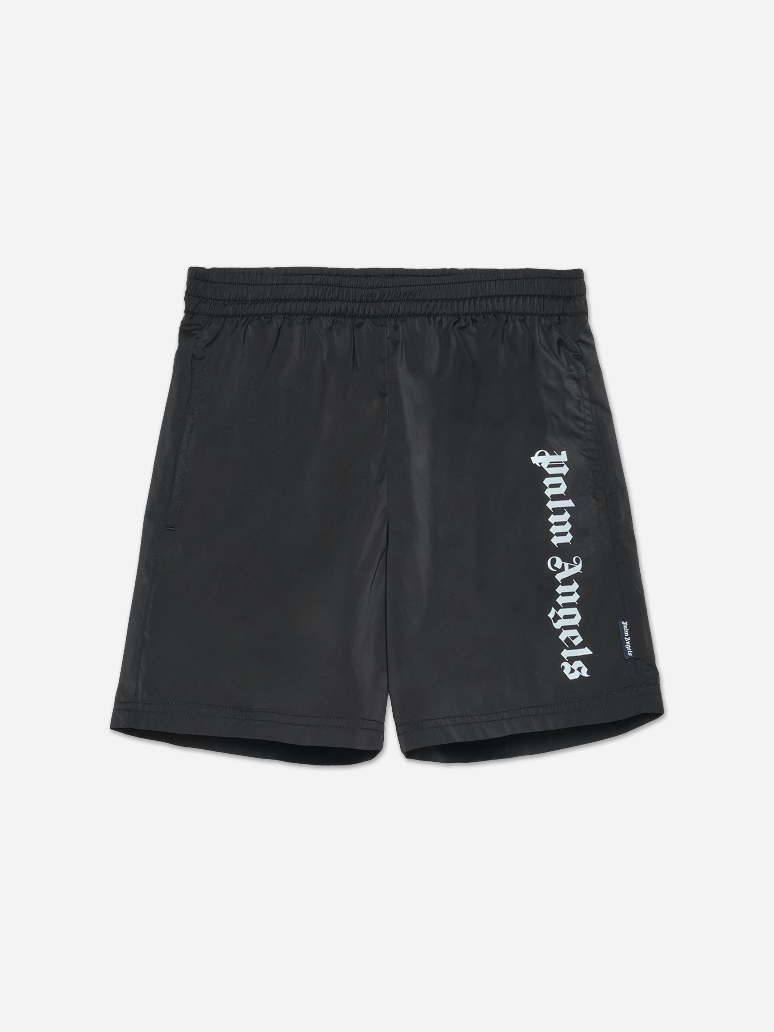 Palm Angels Boys Black Overlogo Swim Shorts In - 6 Yrs
