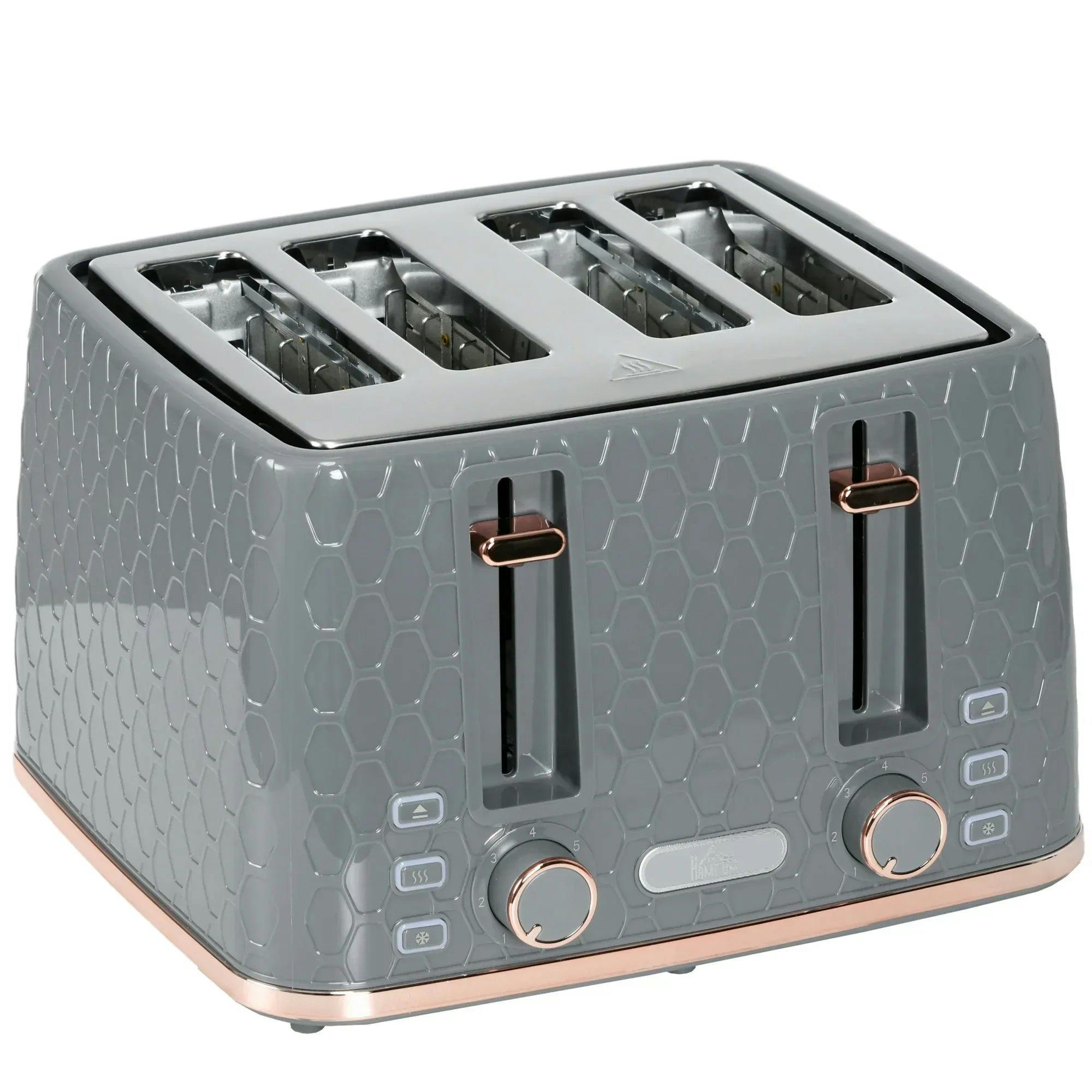Bobobiy Grey Four-Slice Honeycomb Toaster