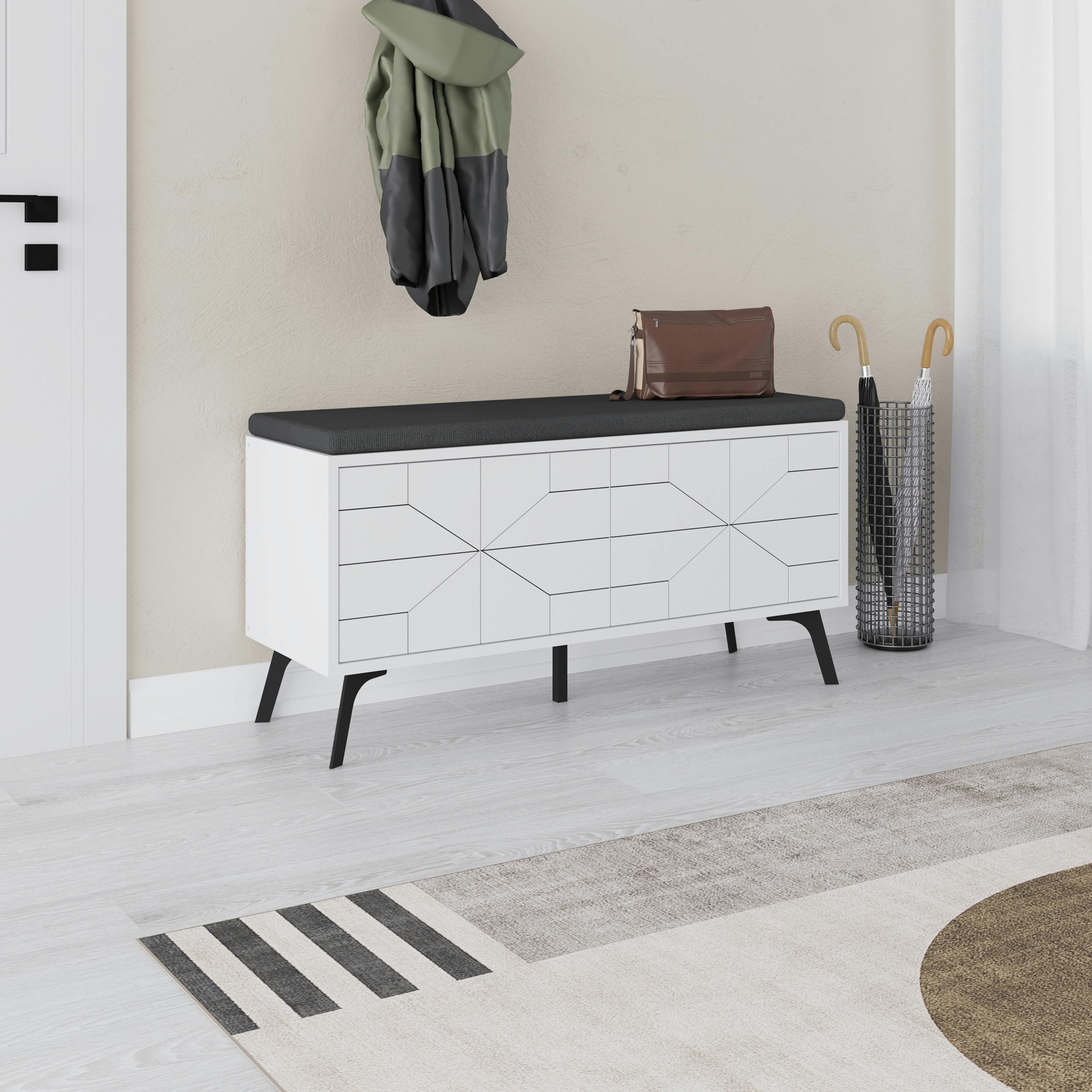 Decortie Dune Hallway Storage Bench - White - Image 3
