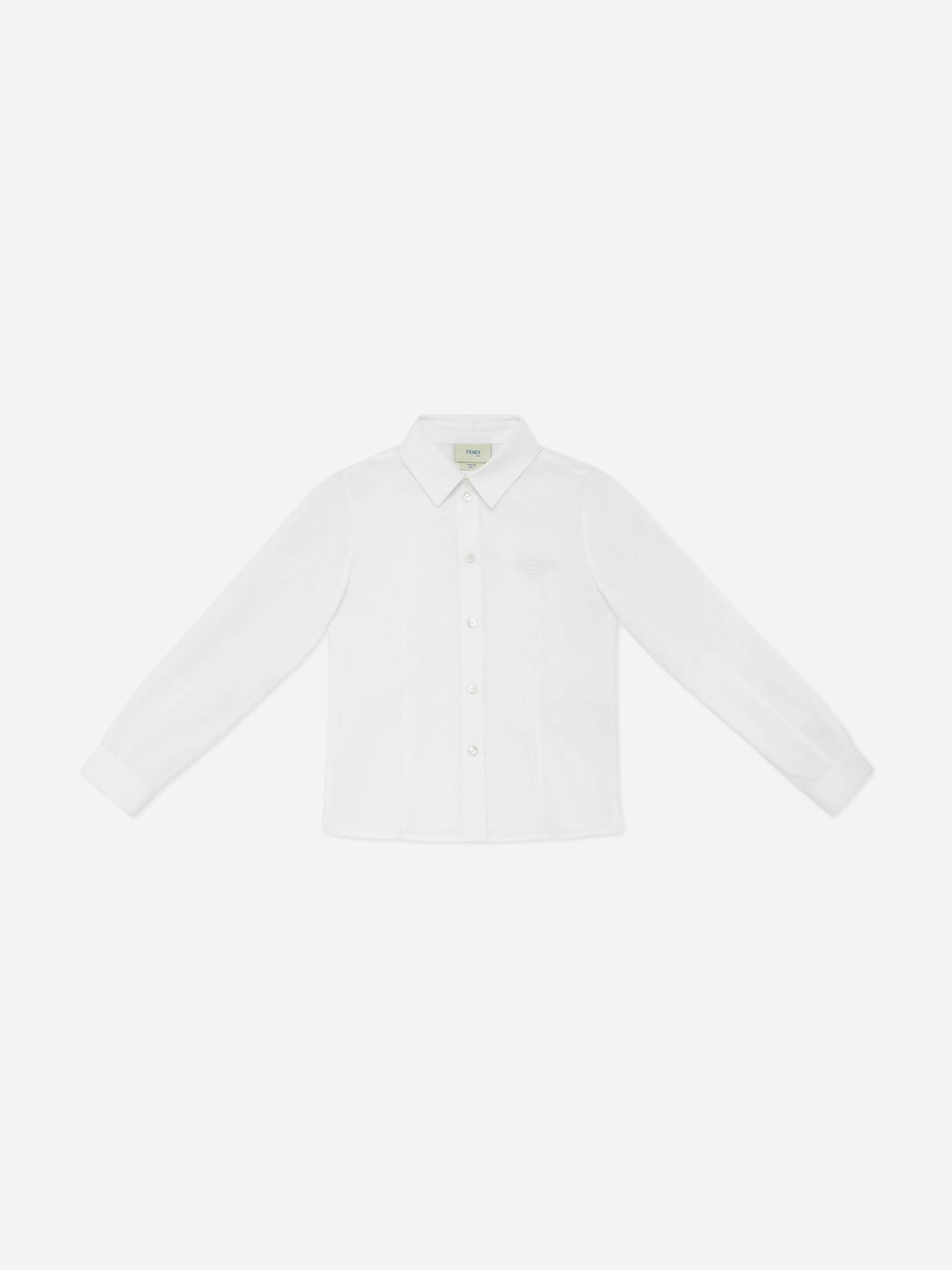 Fendi Kids Girls White Fendi Cotton Shirt In - 5 Yrs