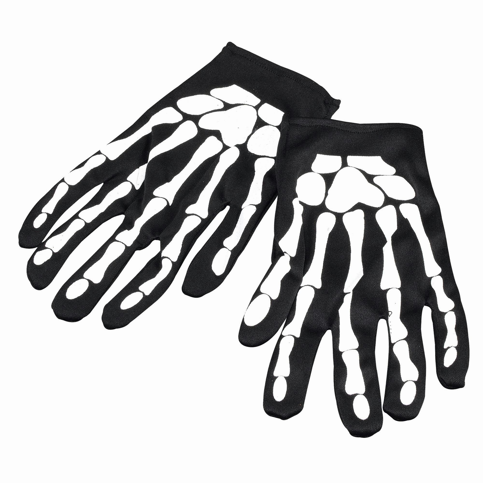 Bristol Novelty Unisex Black/White Adults Skeleton Gloves - One Size