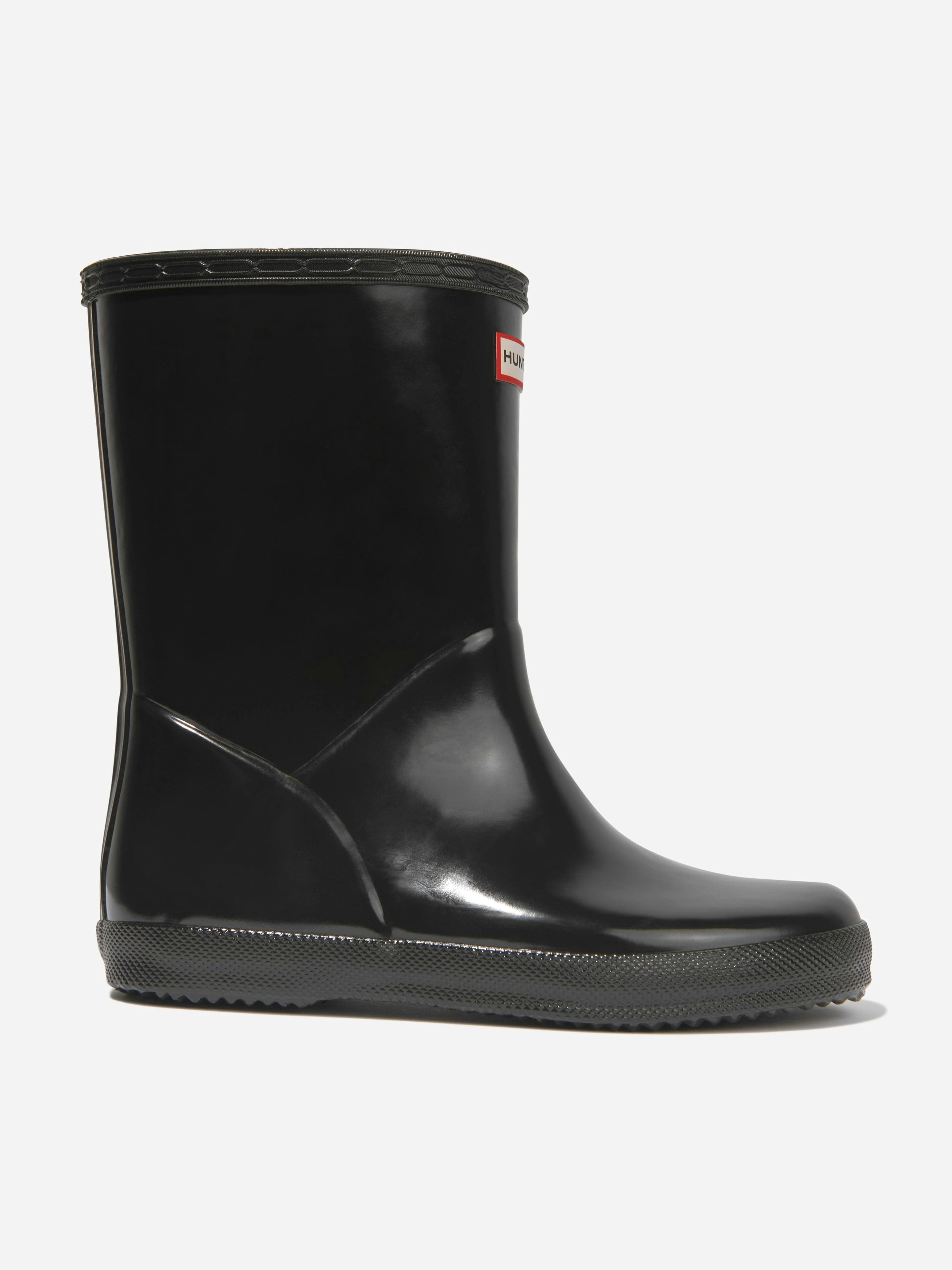 Hunter Unisex Kids Black Kids Original First Classic Gloss Wellington Boots In - Eu 21 Uk 4