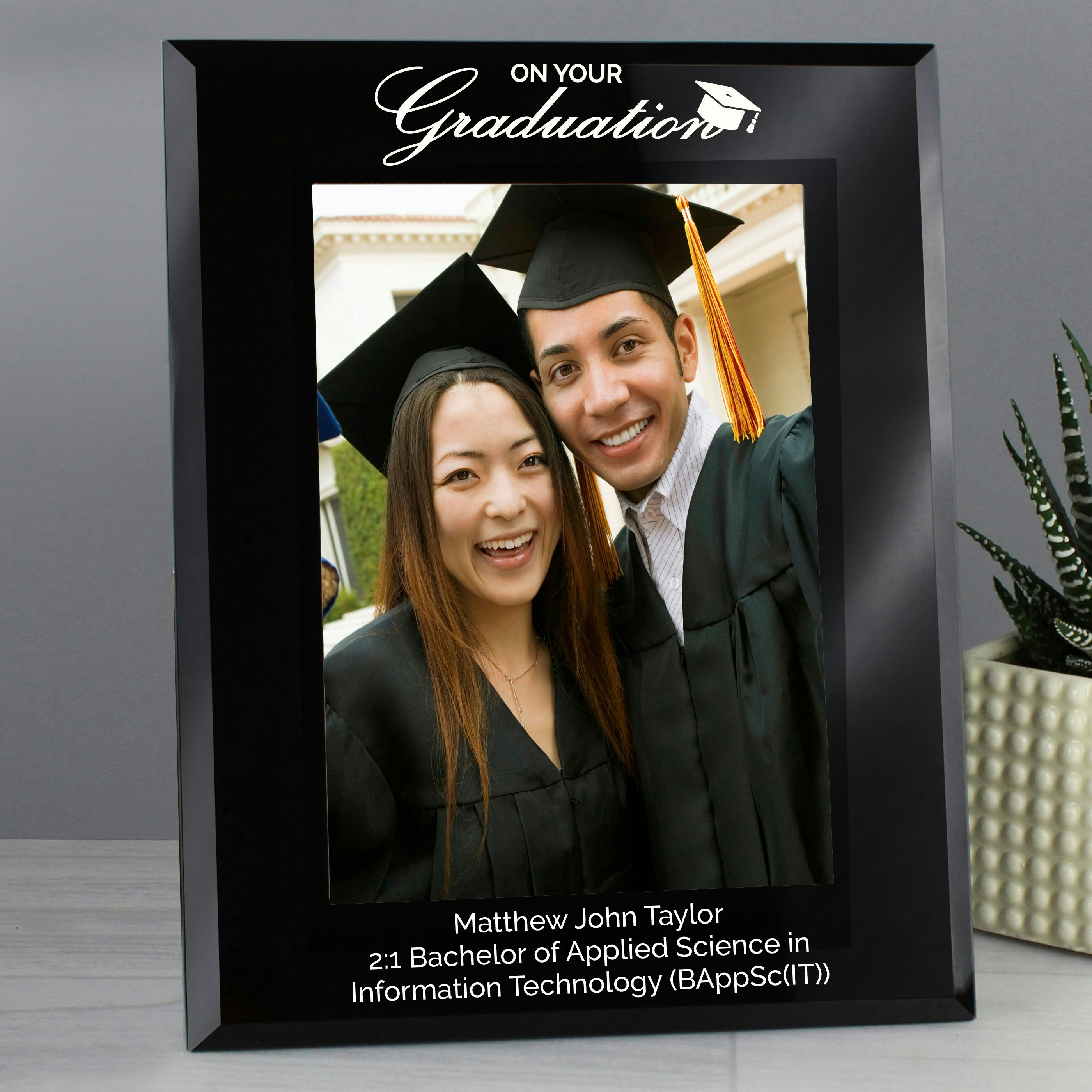 Personalised Memento Company Black Personalised Graduation Glass 5X7 Photo Frame