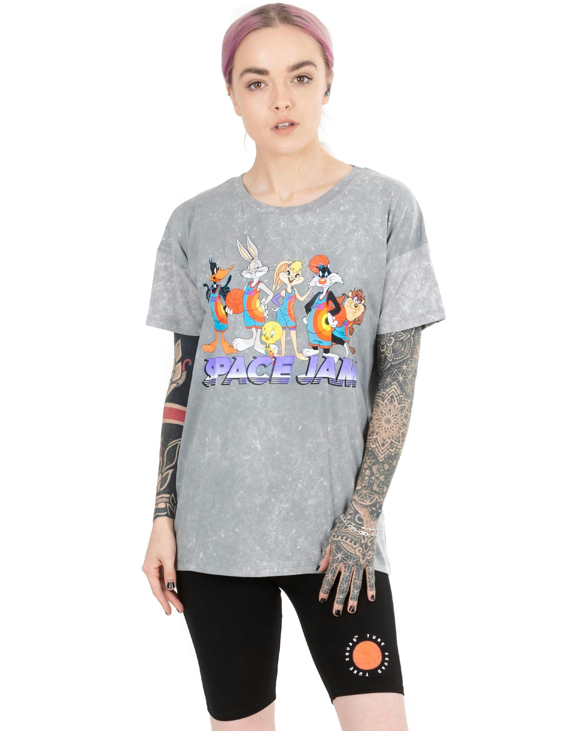 Vanilla Underground Women's Grey Space Jam Short Sleeve Cycling Short Pyjama Set - Small