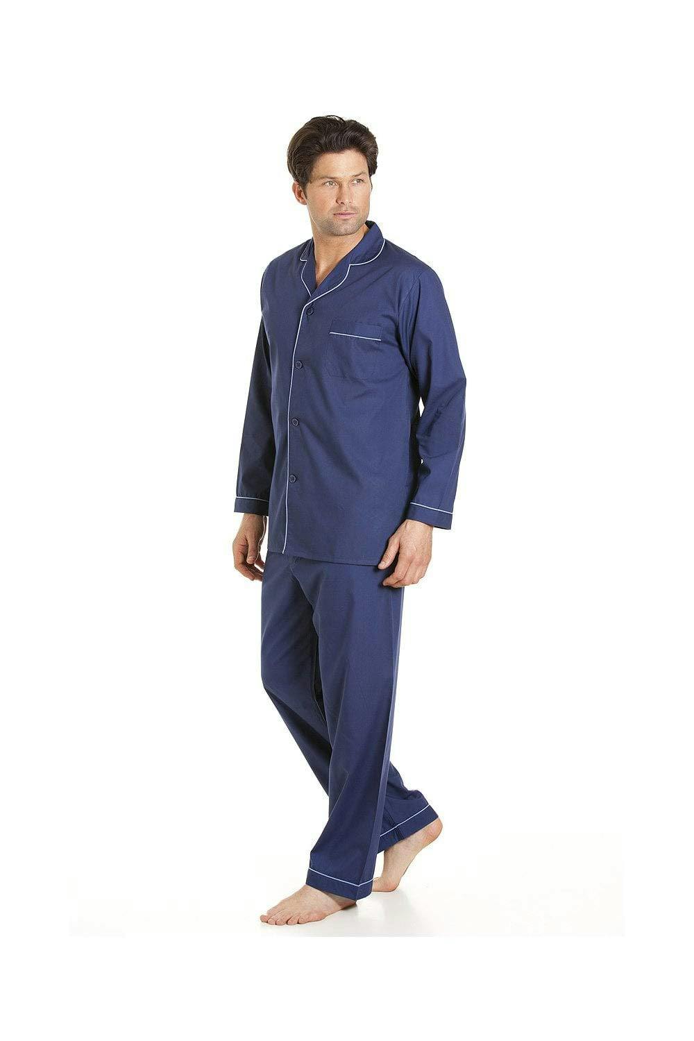 Camille Men's Blue Classic Style Various Colour Full Length Pyjama Set - Navy - 3XL