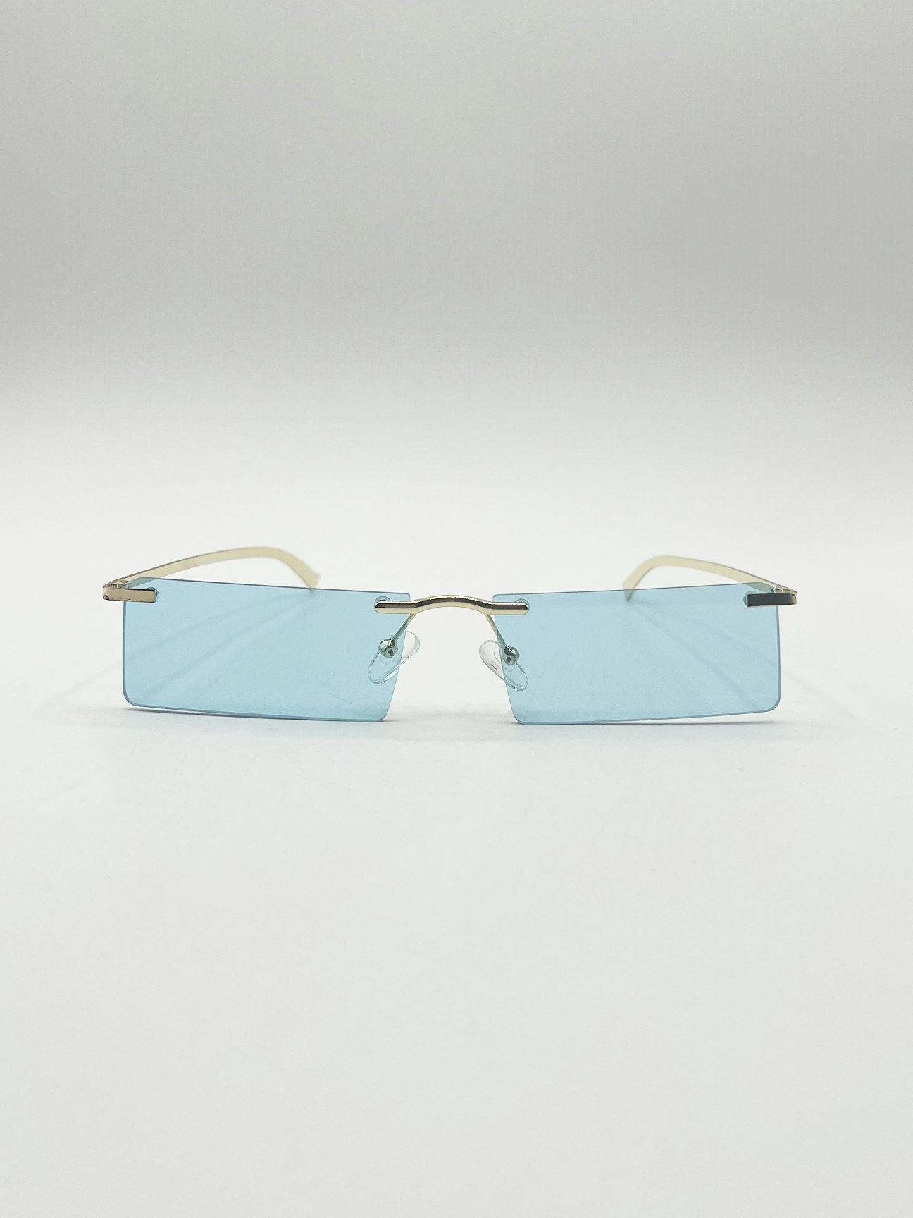 Svnx Blue Frameless Rectangle Sunglasses In Pale - One Size - Pale