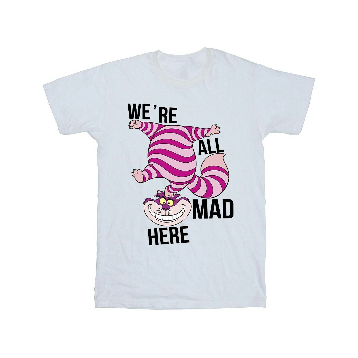 Disney Men's White Alice In Wonderland All Mad Here T-Shirt - 5XL