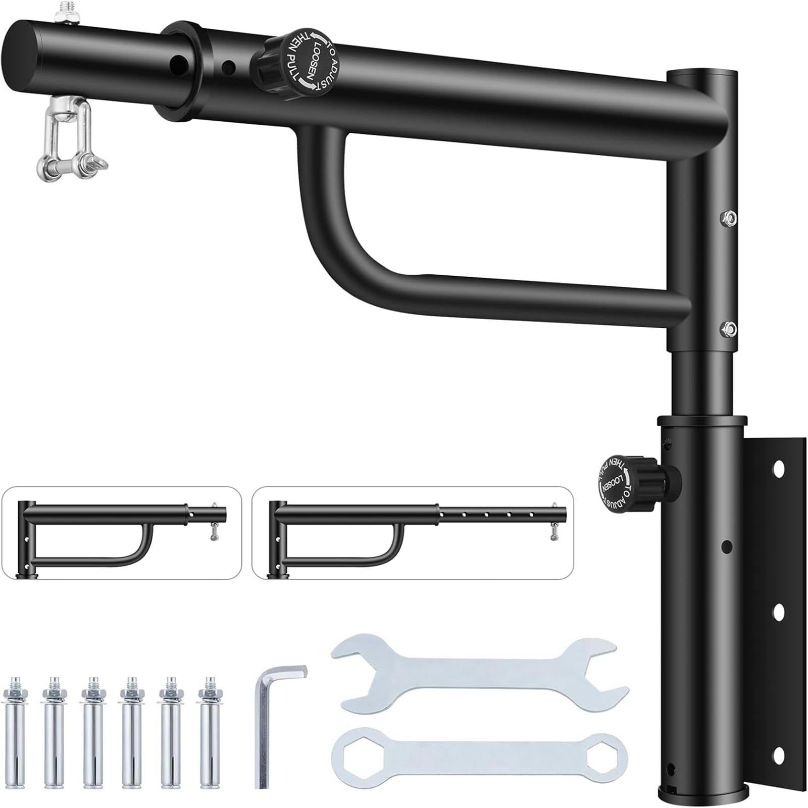 Gr8 Home Black Boxing Punch Bag Wall Mounted Bracket Adjustable Heavy Duty Steel Hook Hanger