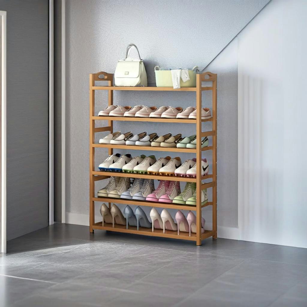 Rackhams 6-Tier Tall Wooden Shoe Rack – Home Storage For Footwear
