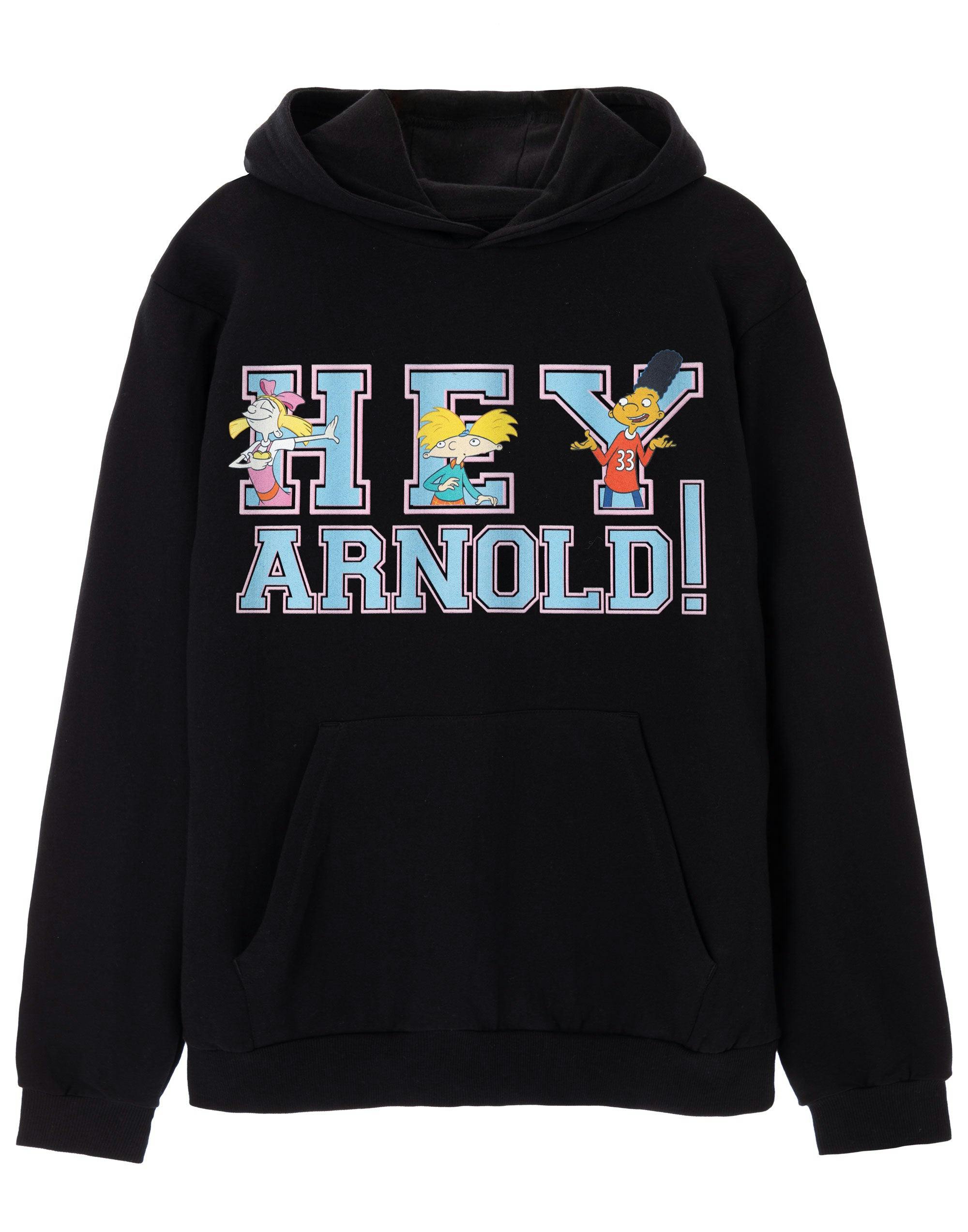 Vanilla Underground Unisex Black Hey Arnold Collegiate Letters Hoodie - Large