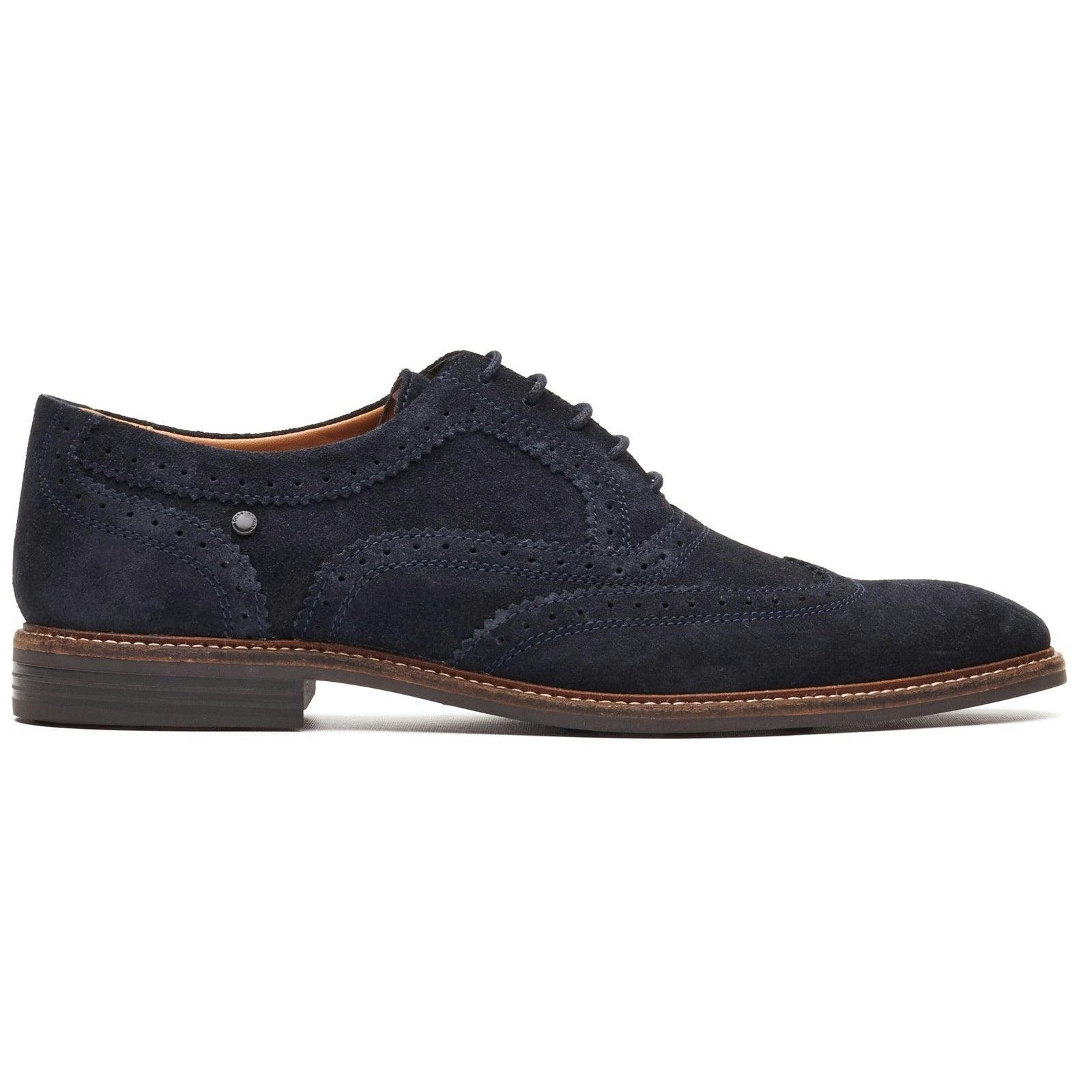 Base London Men's Clarence Brogue Shoes Navy - Uk 6 - Navy