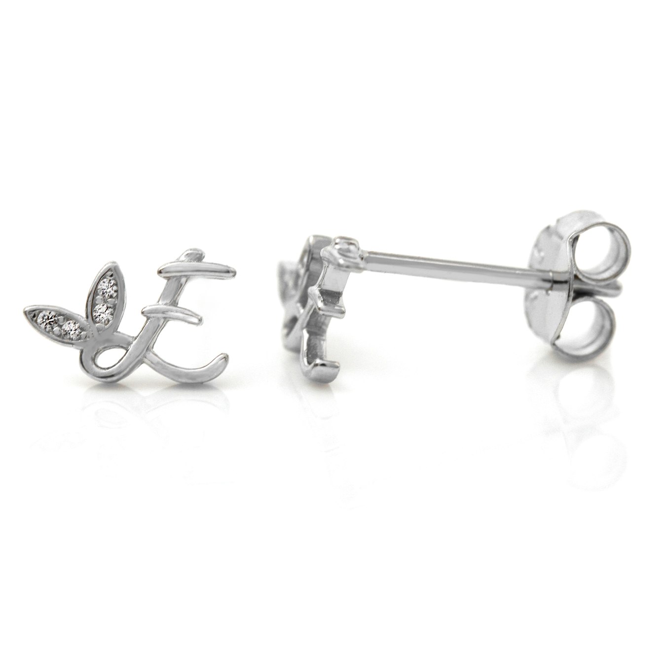 Say It With Silver Winged Initial Earrings - Sterling - E