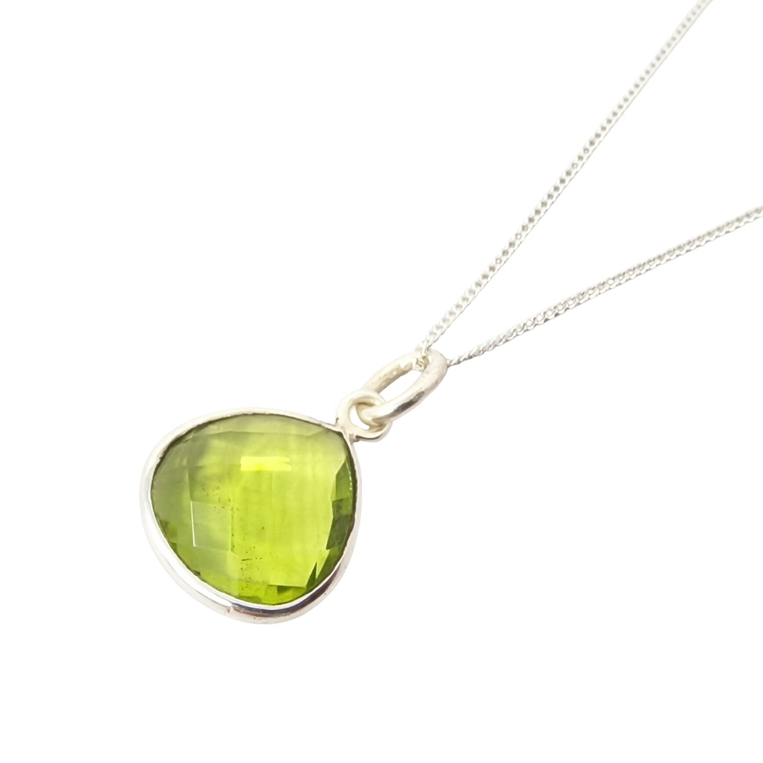 Harfi Silver Sterling Peridot August Birthstone Necklace
