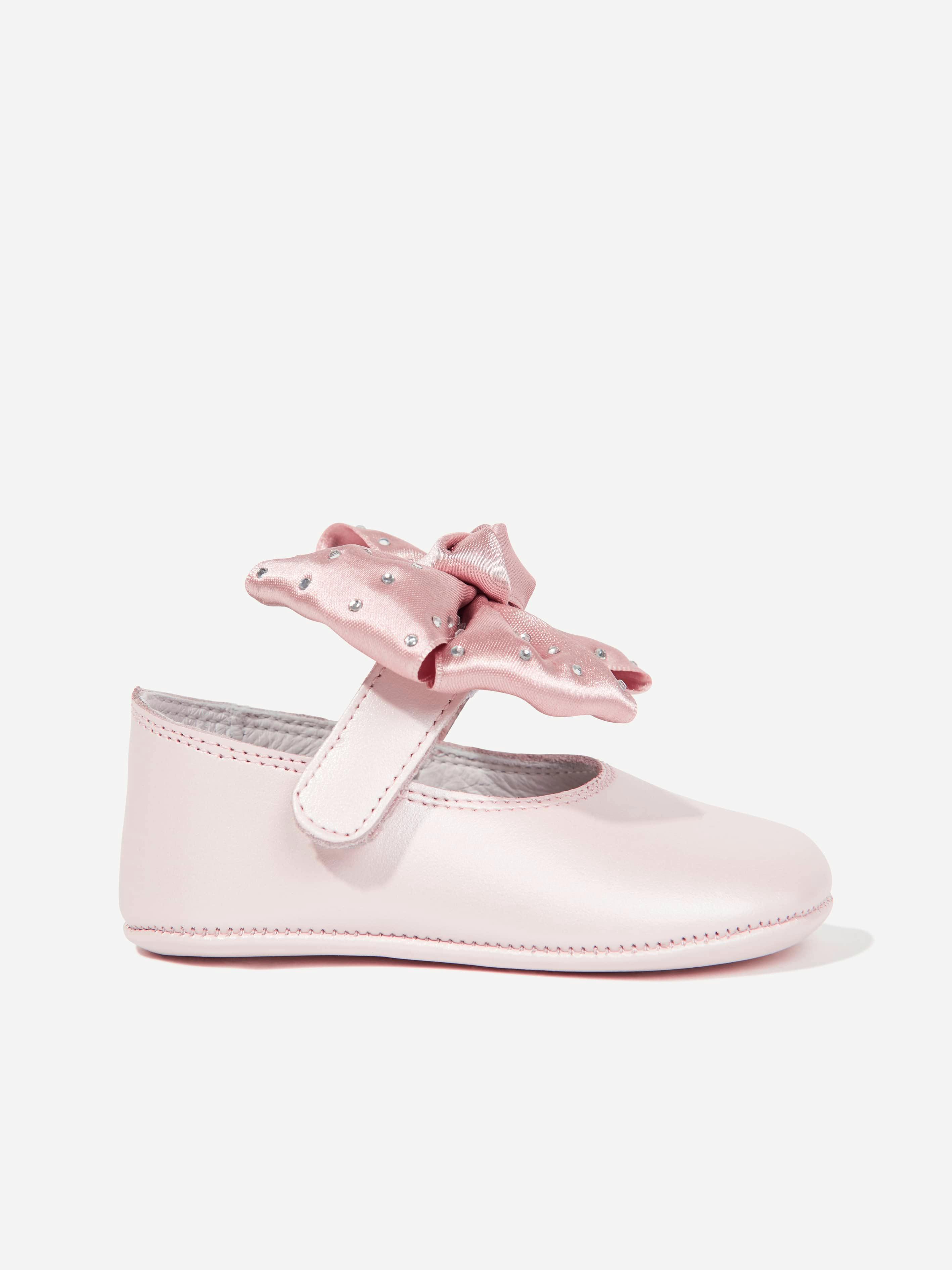Andanines Women's Pink Baby Girls Leather Bow Pumps In - Eu 17 Uk 1
