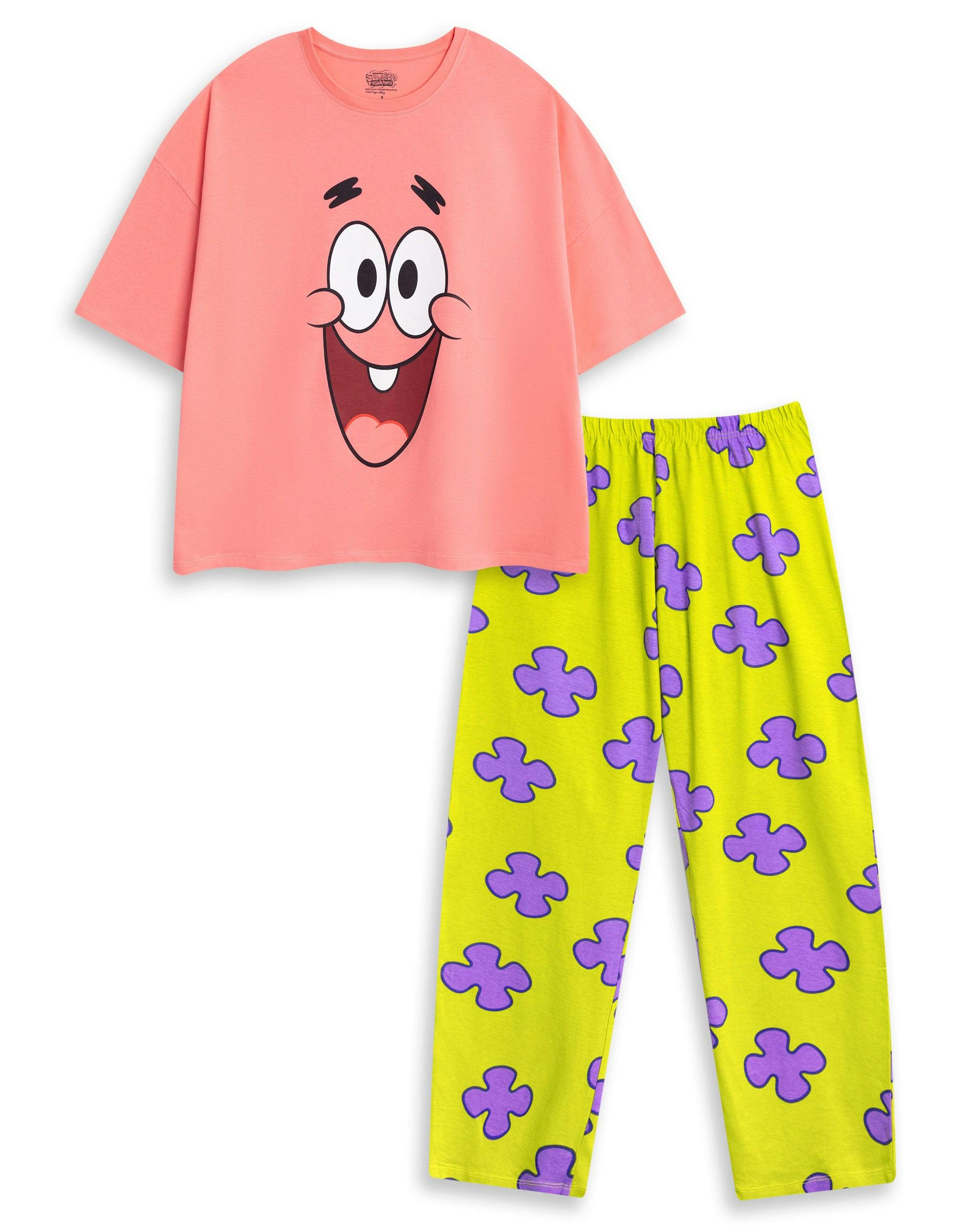 Vanilla Underground Women's Pink Spongebob Squarepants Patrick Short Sleeve Long Leg Pyjama Set - XX-Large