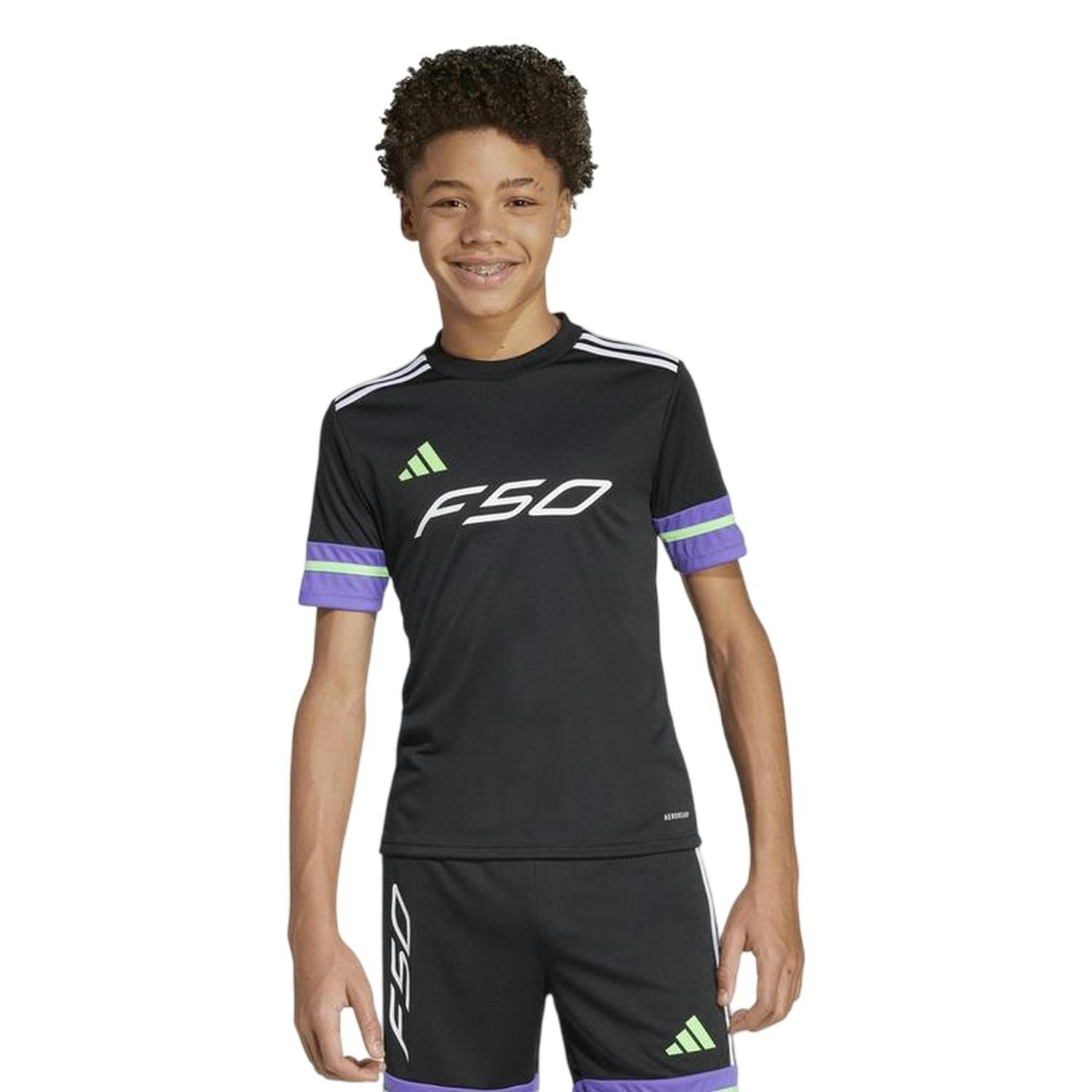 Adidas Black/Purple Kids F50 Training Jersey - 13 Years - 100% Polyester