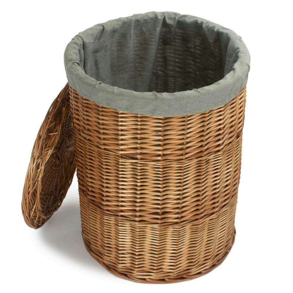 Red Hamper Red/Light/Grey Hamper Small Steamed Wicker Round Linen Basket With Sage Lining