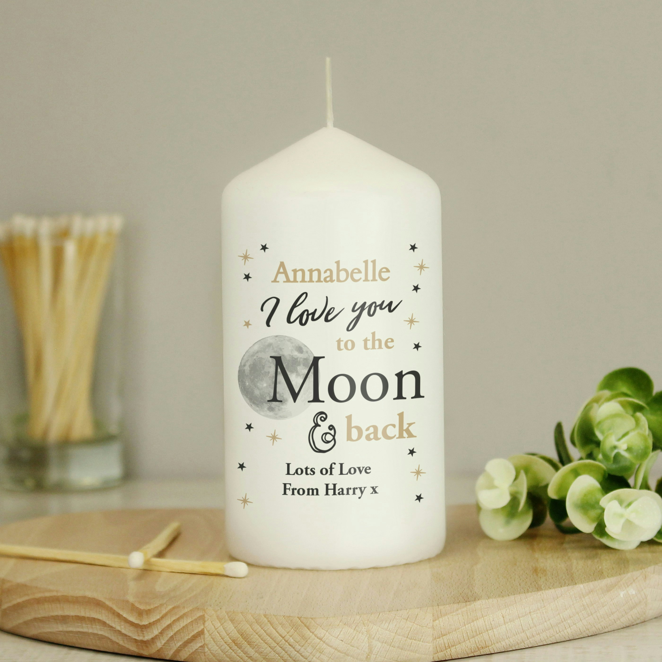 Rackhams Personalised To The Moon And Back... Pillar Candle