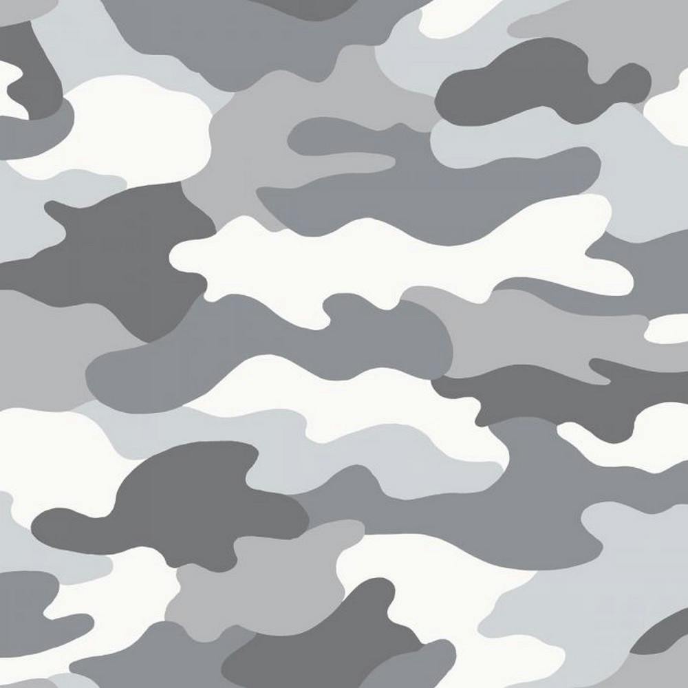 Rackhams Grey Camouflage Wallpaper - 10M X 53Cm - 100% Mixed