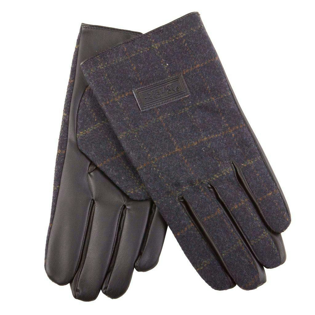Heritage Traditions Blue Classic Check Tweed Gloves - Box Check