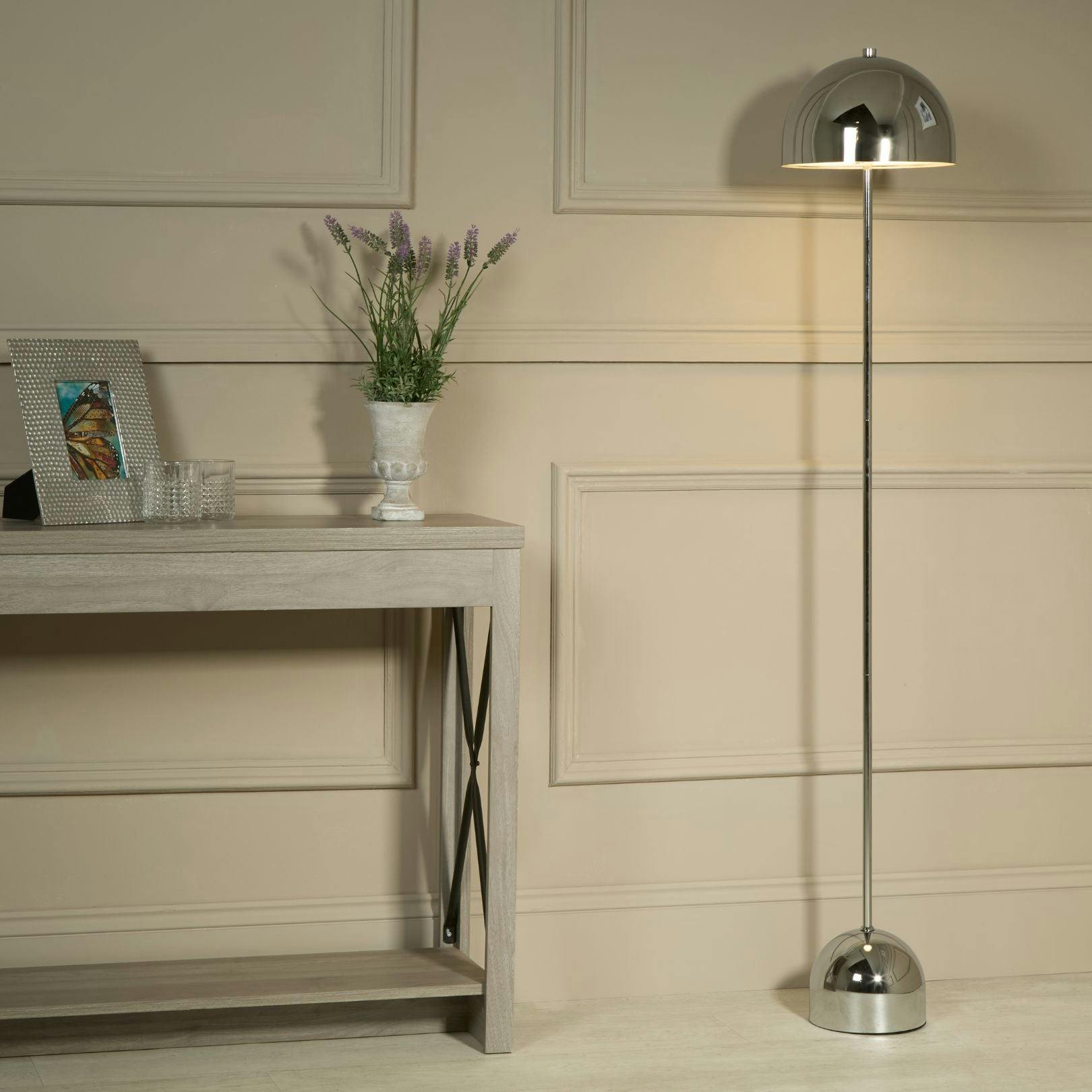 Pagazzi Lighting White/Light Tina Chrome Led Rechargeable Touch Floor Lamp