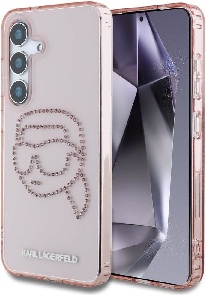 Karl Lagerfeld Pink Rhinestones Karl Head Logo Case For Samsung Galaxy S25 6.2" - Klhcs25shkhdcelp