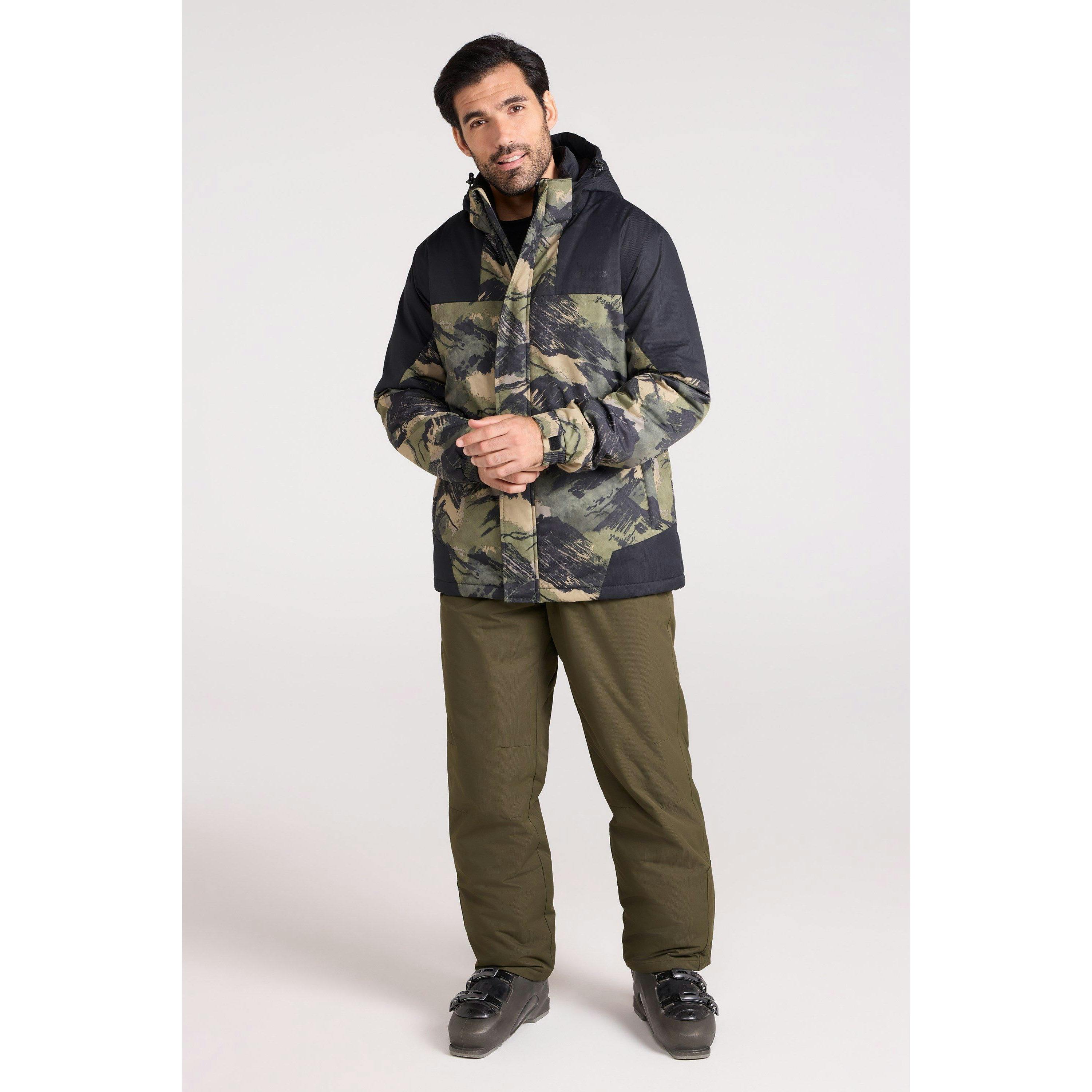 Mountain Warehouse Men's Dark Camo Ski Jacket & Trousers - Khaki - 3XL - Khaki - 100% Polyester