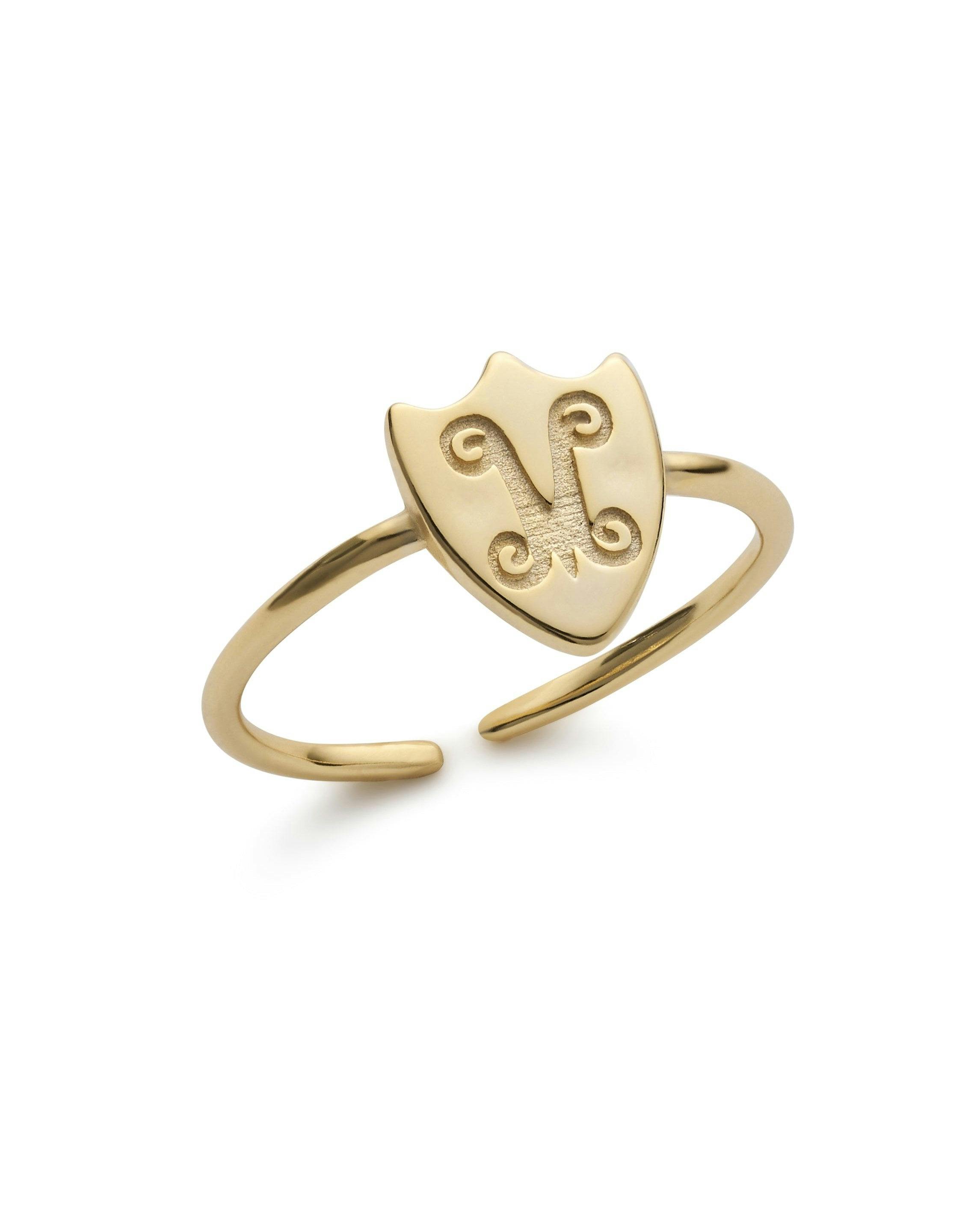 Elk & Bloom Gold Dainty Shield 14K Stacking Ring - No Thank You