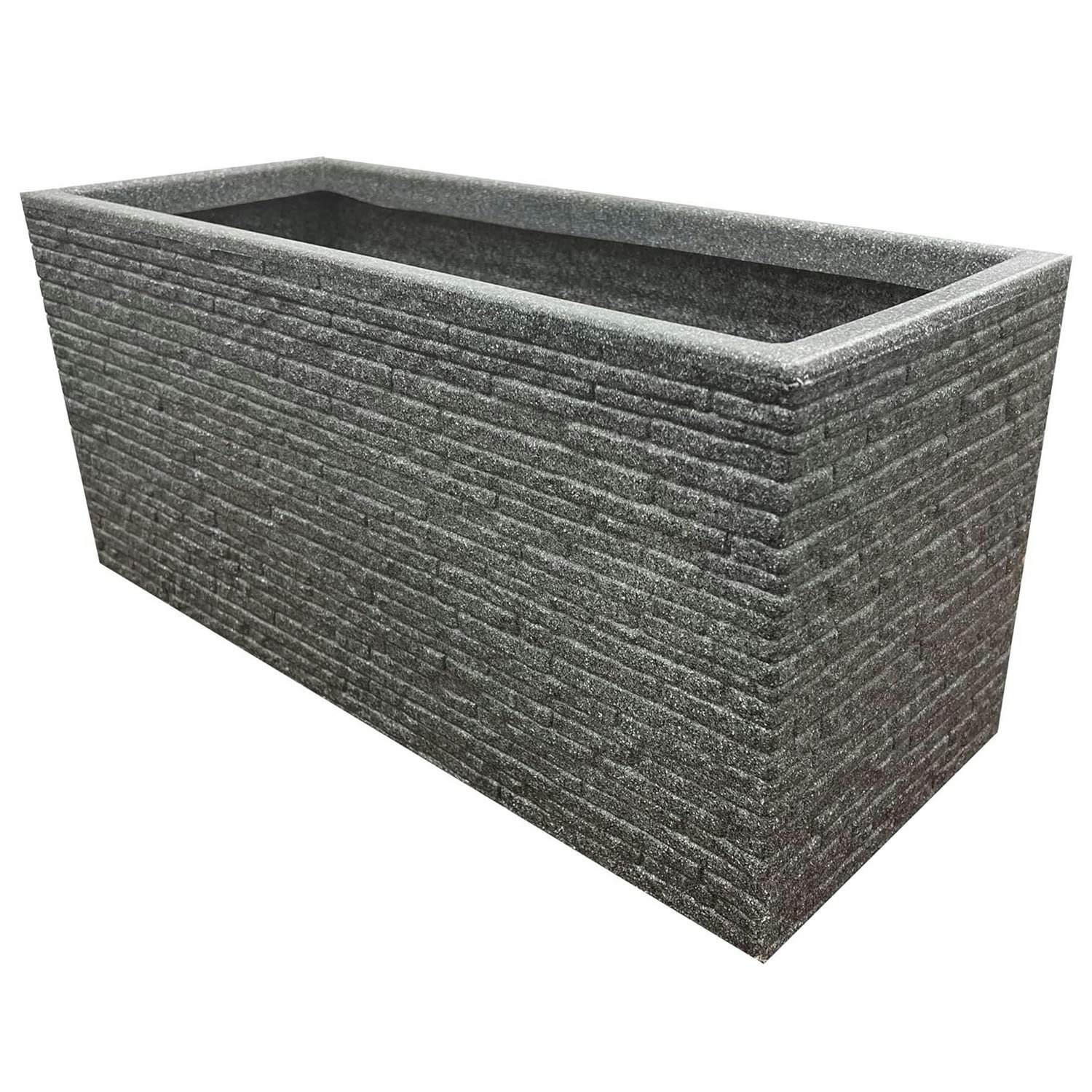 Storm Trading Group Grey Lazio & Brick Slate Effect Pewter Plastic Garden Flower Pots - 2 X Brick Slate Trough