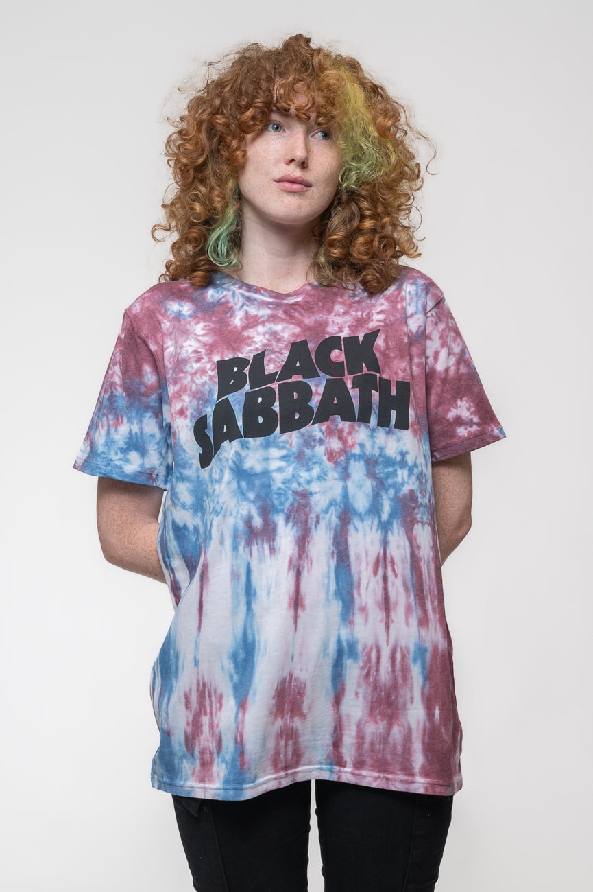 Paradiso Clothing Unisex Black Sabbath Wavy Band Logo Dye Wash T Shirt - Xl
