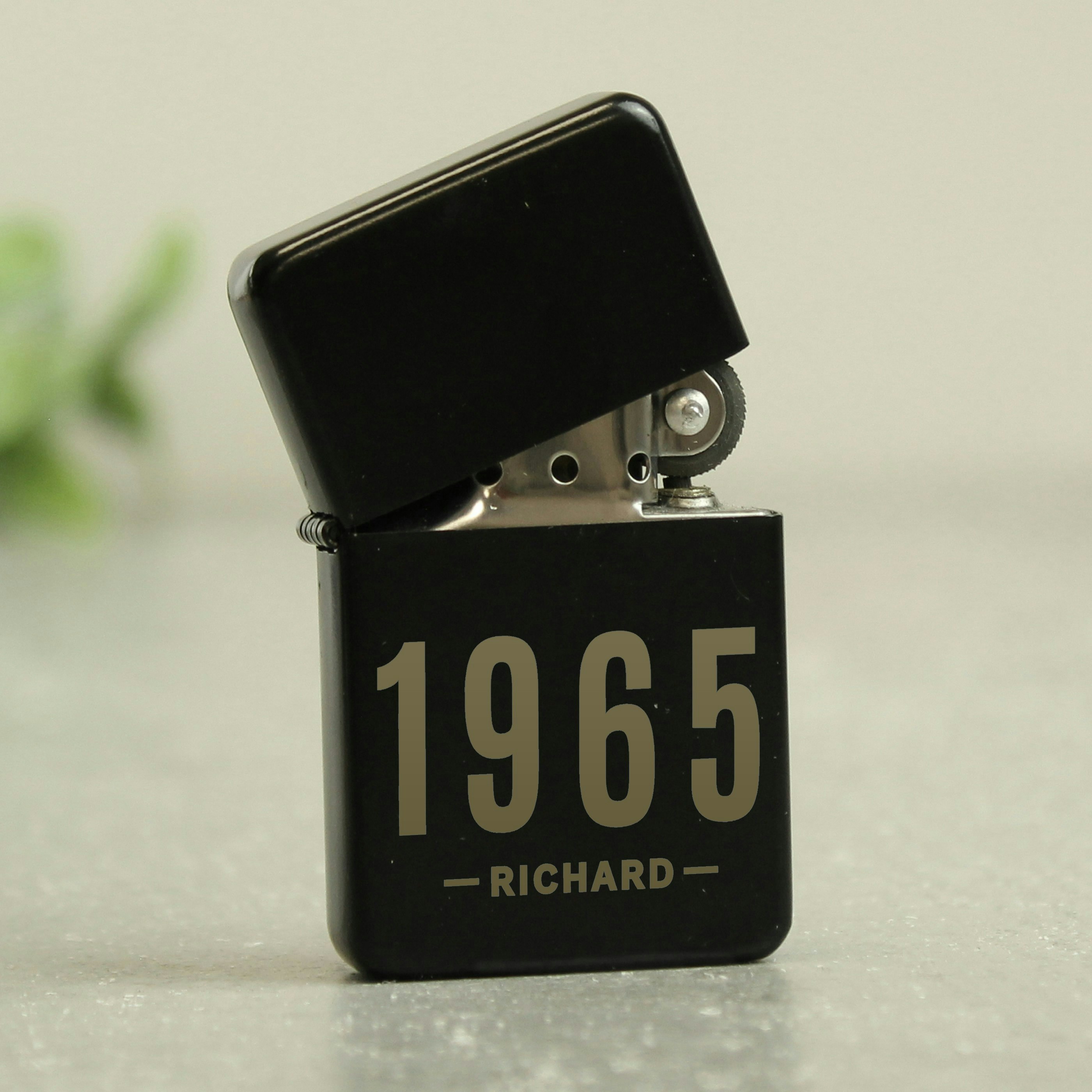 Rackhams Black Personalised Date & Name Lighter