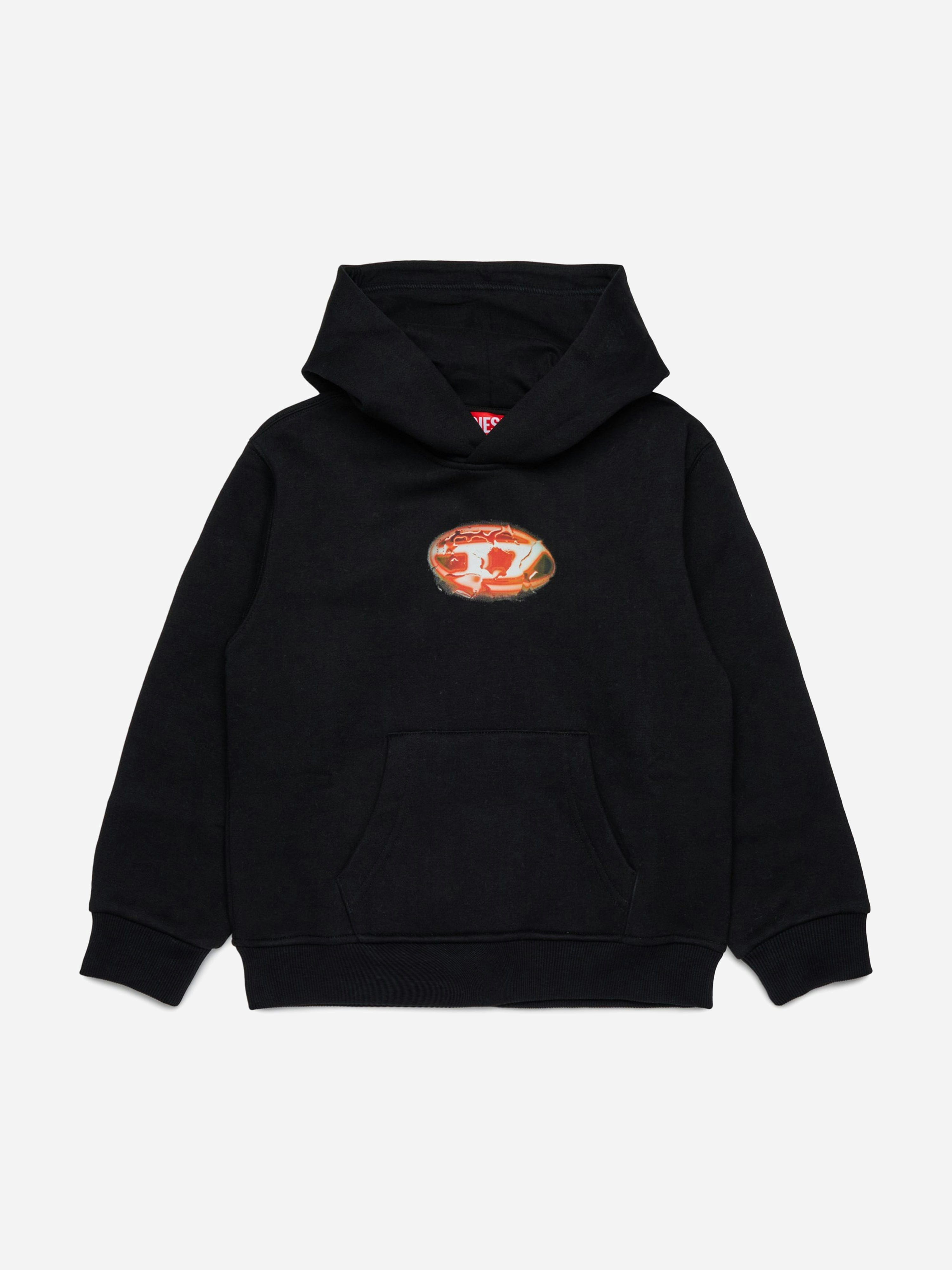 Diesel Boys Black Oval D Logo Hoodie In - 4 Yrs