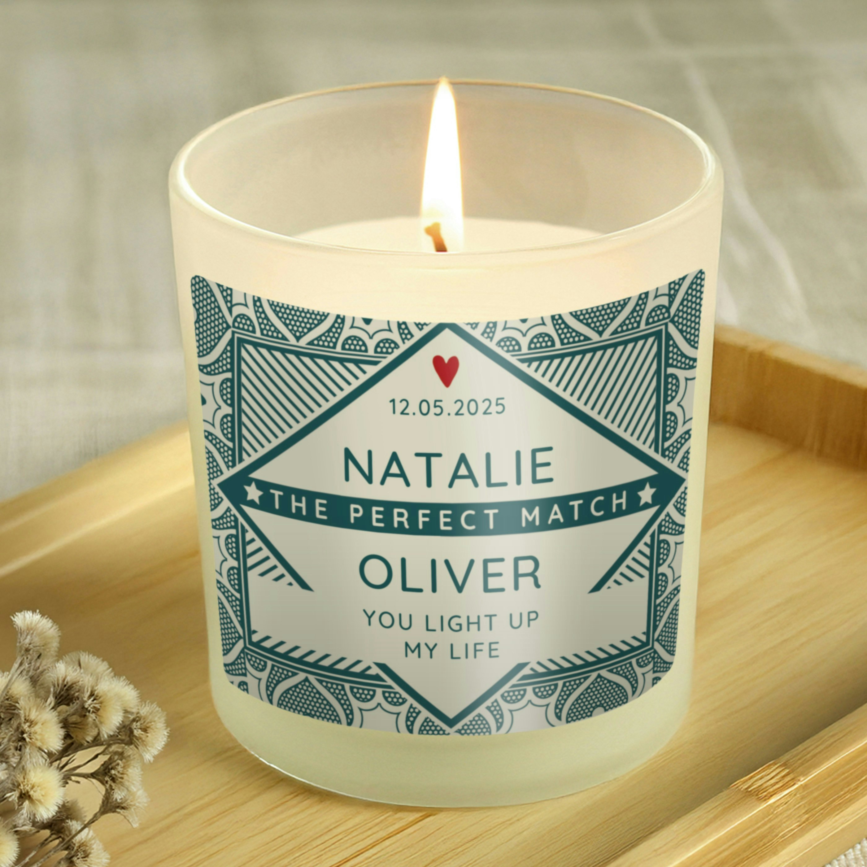 Personalised Memento Company Personalised The Perfect Match Scented Jar Candle