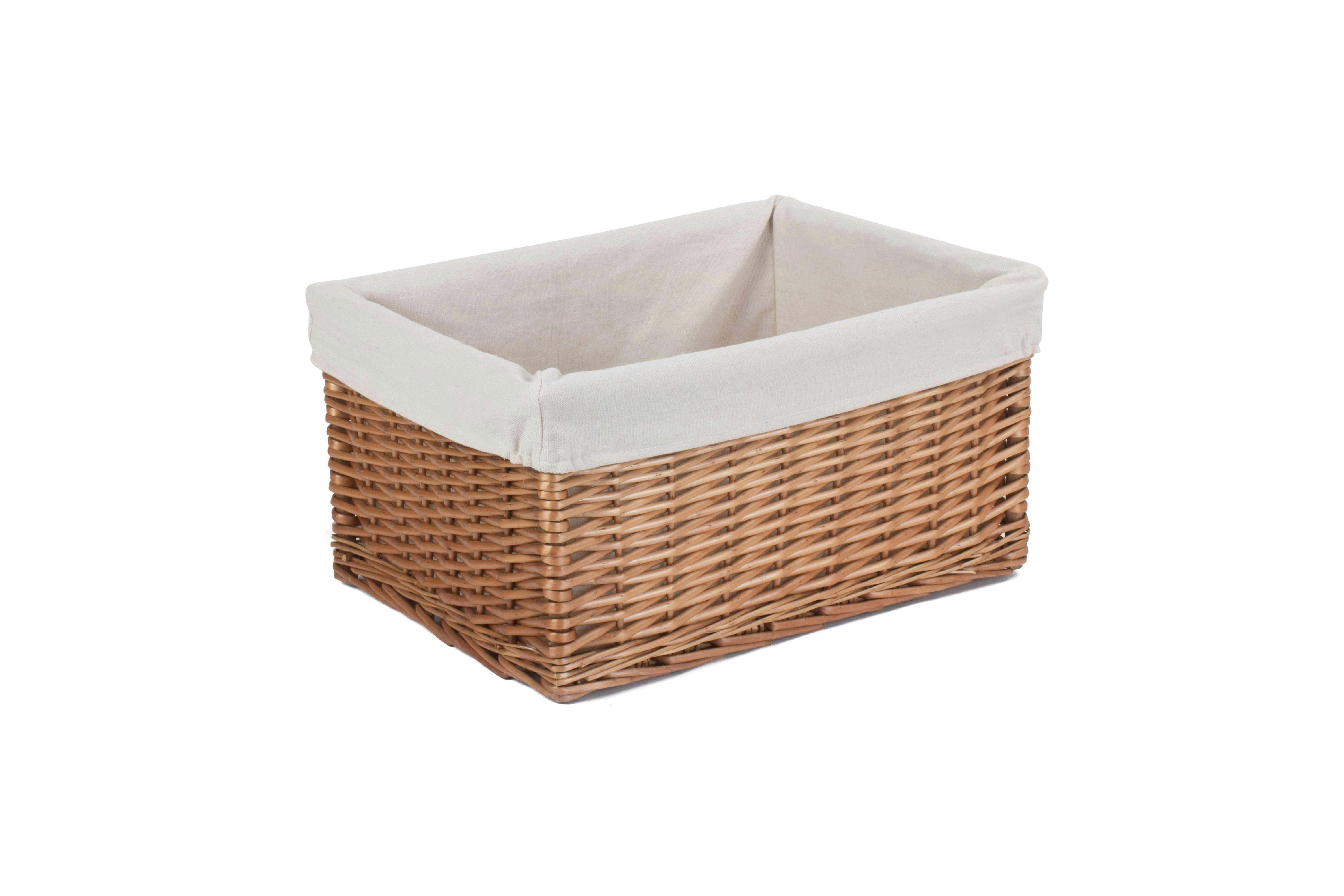 Red Hamper Lined Double Steamed Storage Wicker Basket
