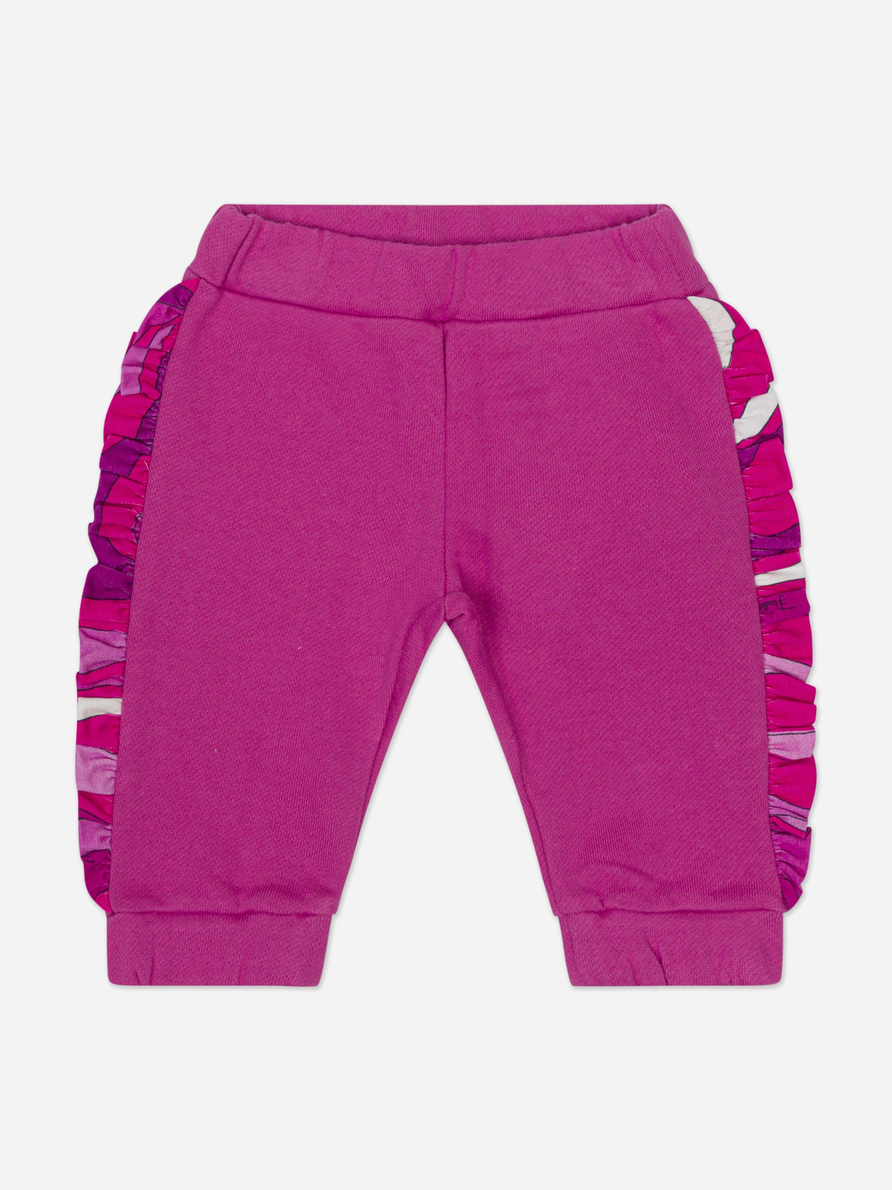 Pucci Women's Pink Baby Girls Ruffle Trim Joggers In - 12 Months