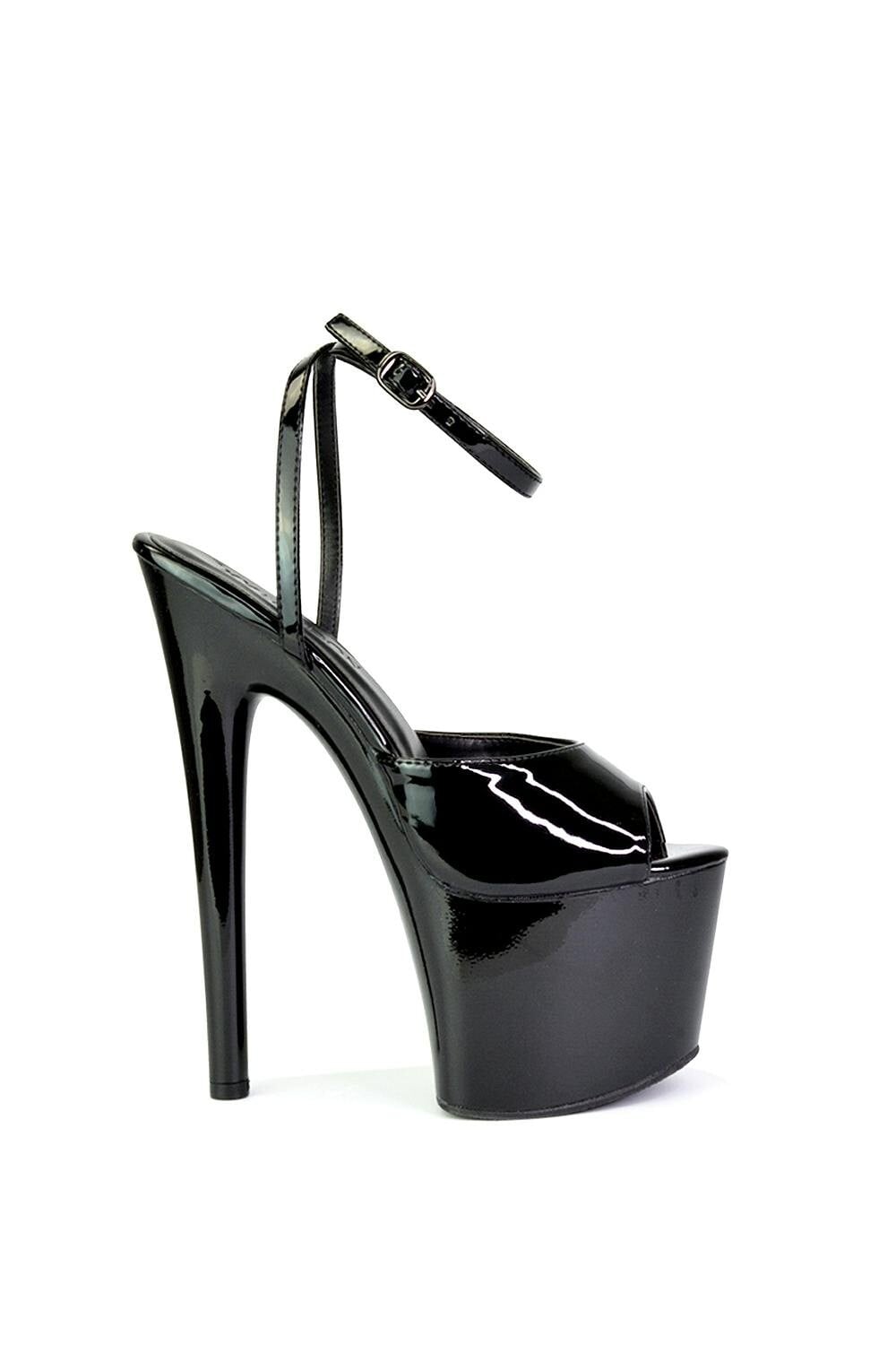 Xy London Women's Black Strappy Peep Toe Stiletto High Heel Platform Shoes - 3
