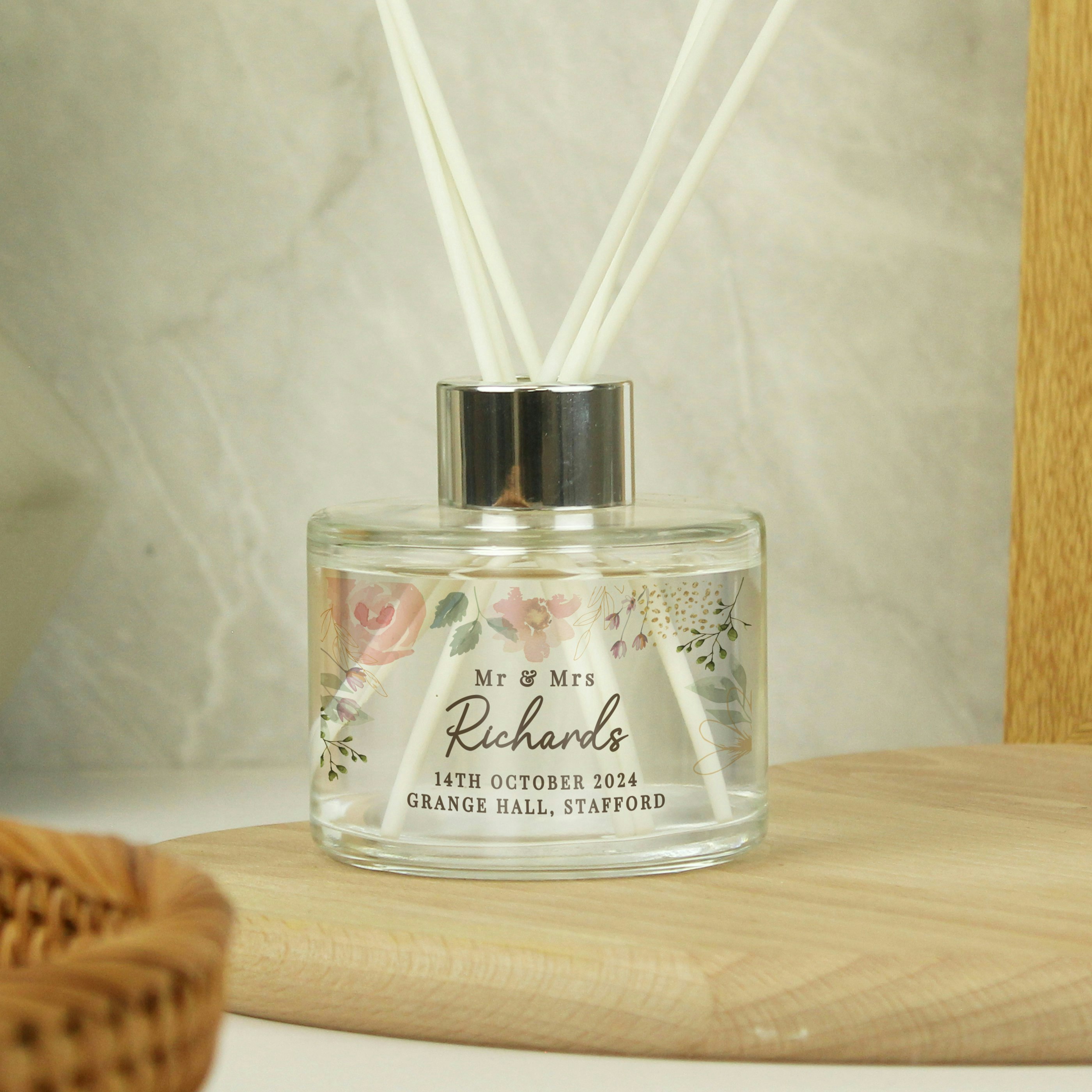 Rackhams Personalised Floral Watercolour Reed Diffuser