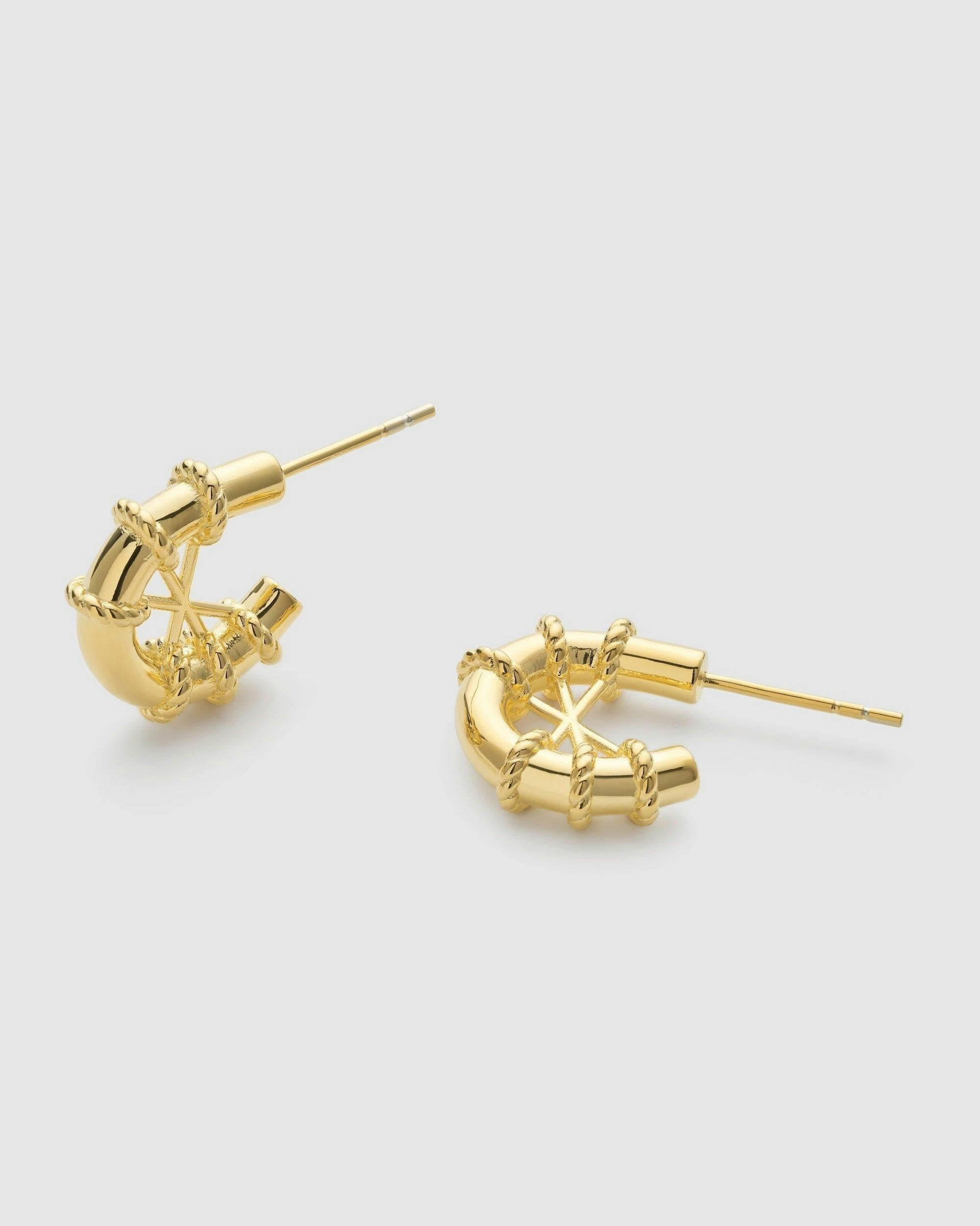 Elk & Bloom Gold Chunky Plated Rope Huggie Hoop Earrings - No Thank You