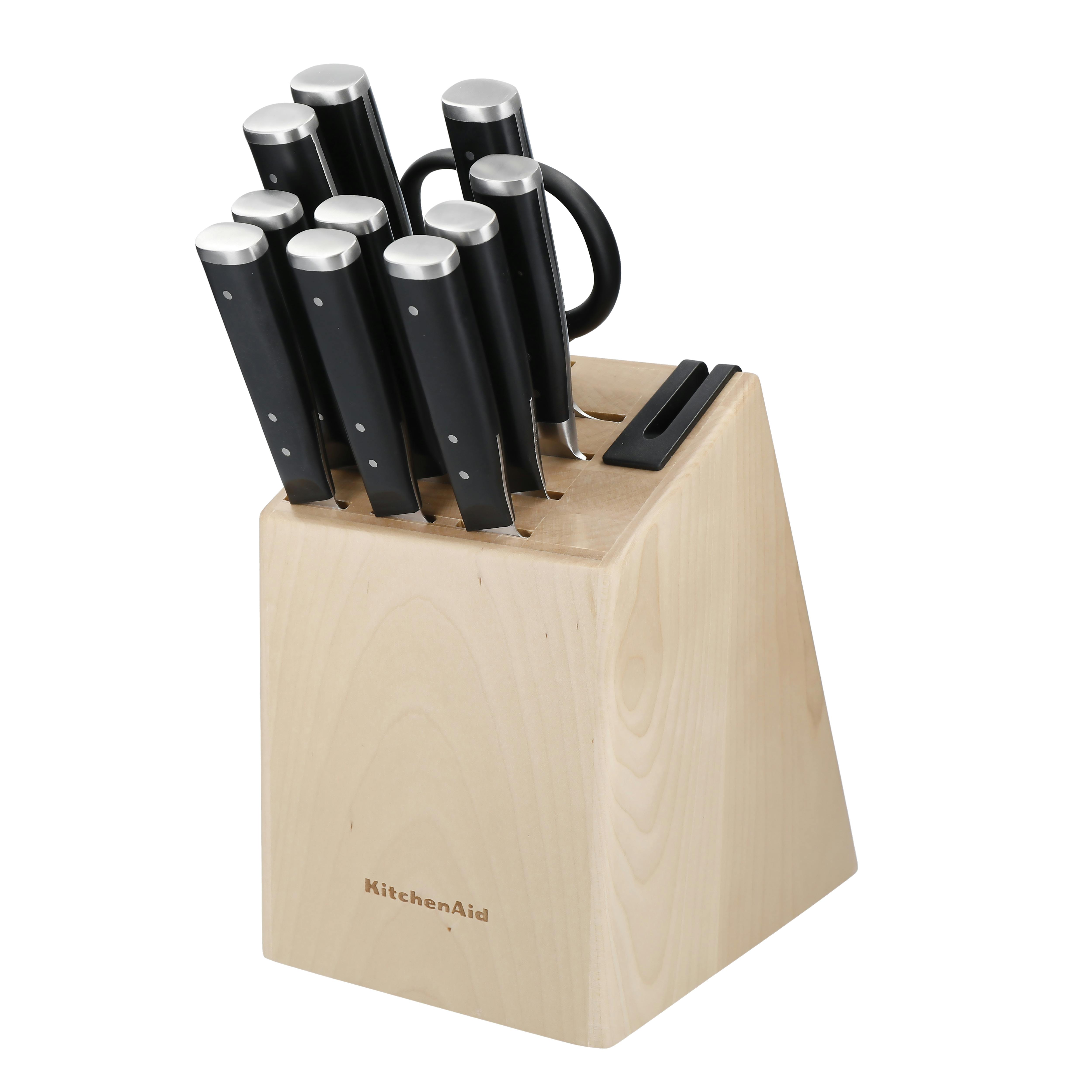 Rackhams Gourmet 11-Piece Japanese Steel Knife Set With Sharpener And Birchwood Block - Multicolour - Stainless Steel - Knife Blocks
