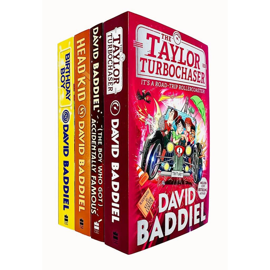 Harpercollins Boys David Baddiel 4 Book Set (Birthday Taylor Turbochaser, Accidentally Famous, Head Kid)