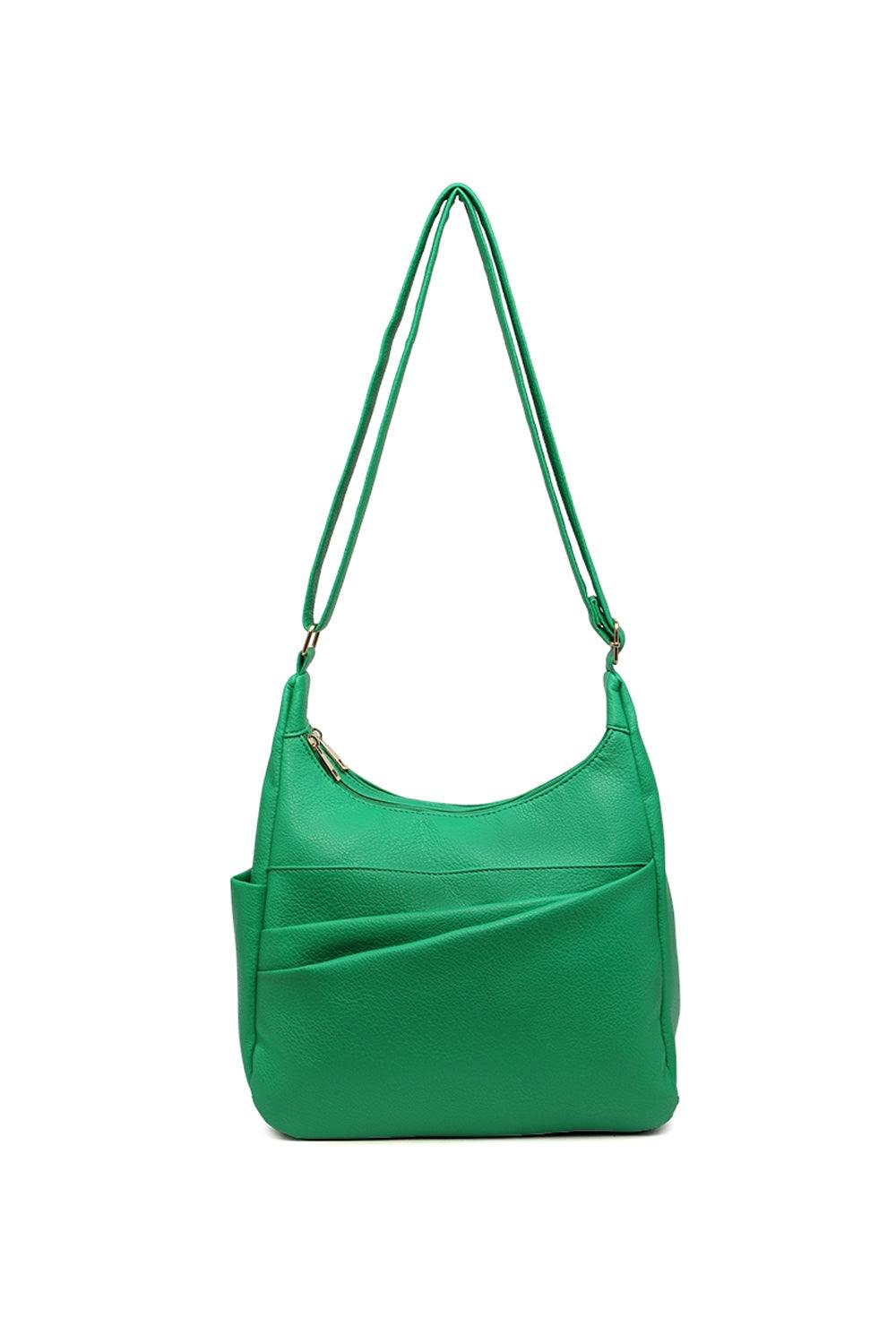 Pluspup Green Shoulder Bag With Multiple Compartments And Zipper Closure