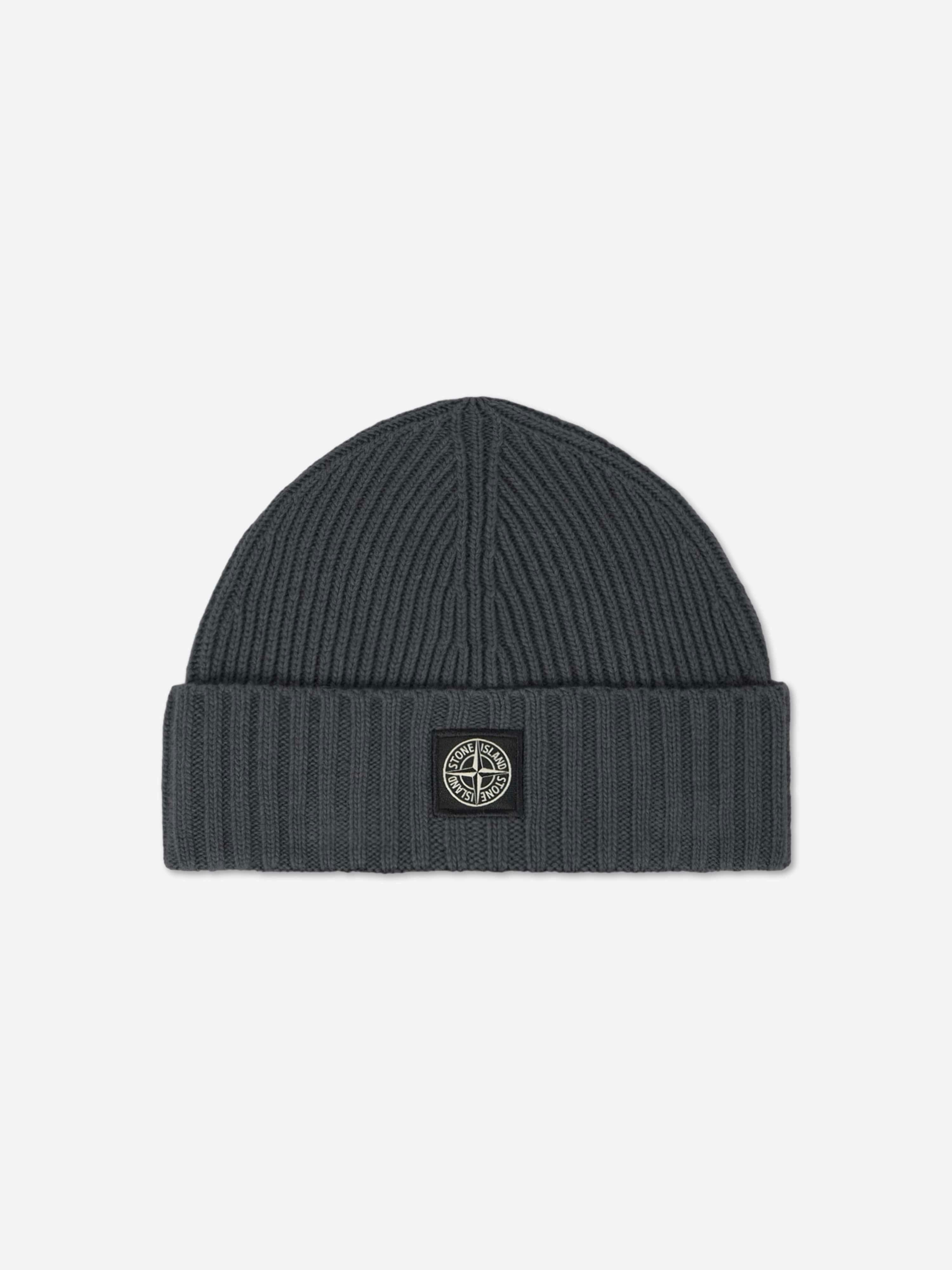 Stone Island Junior Boys Black Stone Island Ribbed Wool Beanie In - 2 - 5 Yrs