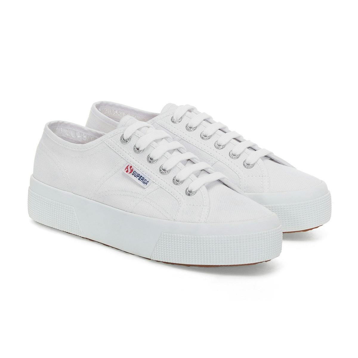 Superga Women's White / 2740 Lace Up Platforms - 3 Uk - 100% Mixed